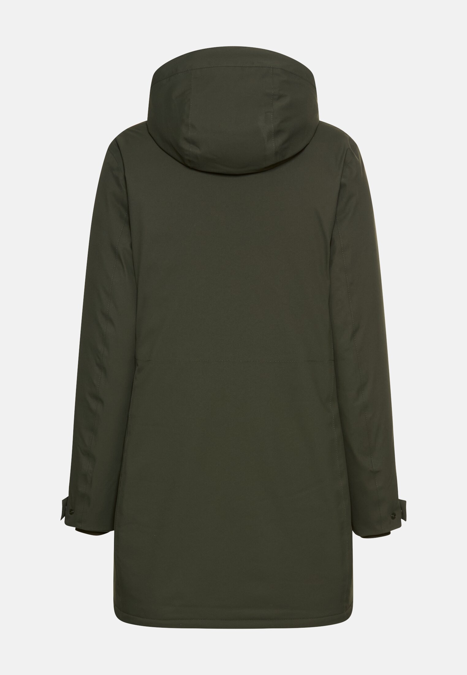 Damen Funktionsparka mit reflektierenden Details Waldgrün frontal hinten