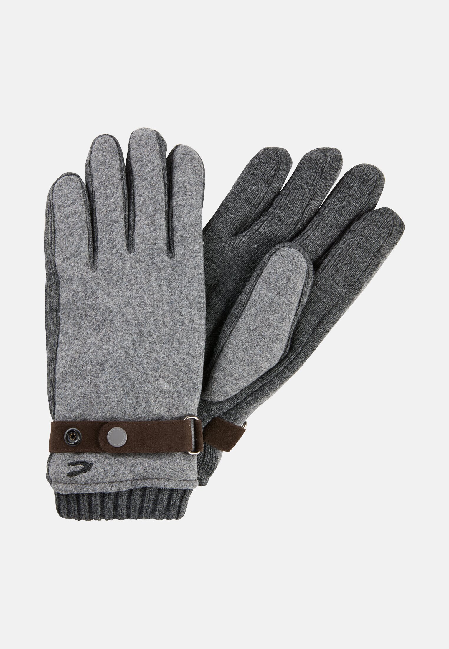 Men Knit gloves with adjustable cuffs and warming lining Dark gray frontal front