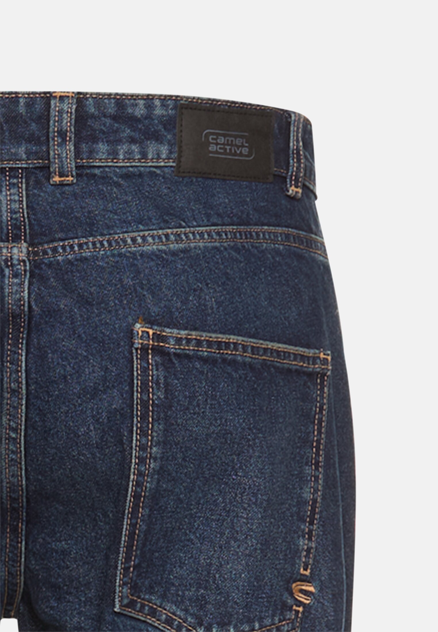 Herren 5-Pkt Loose Fit Jeans aus reiner Baumwolle Dunkelblau hinten nah