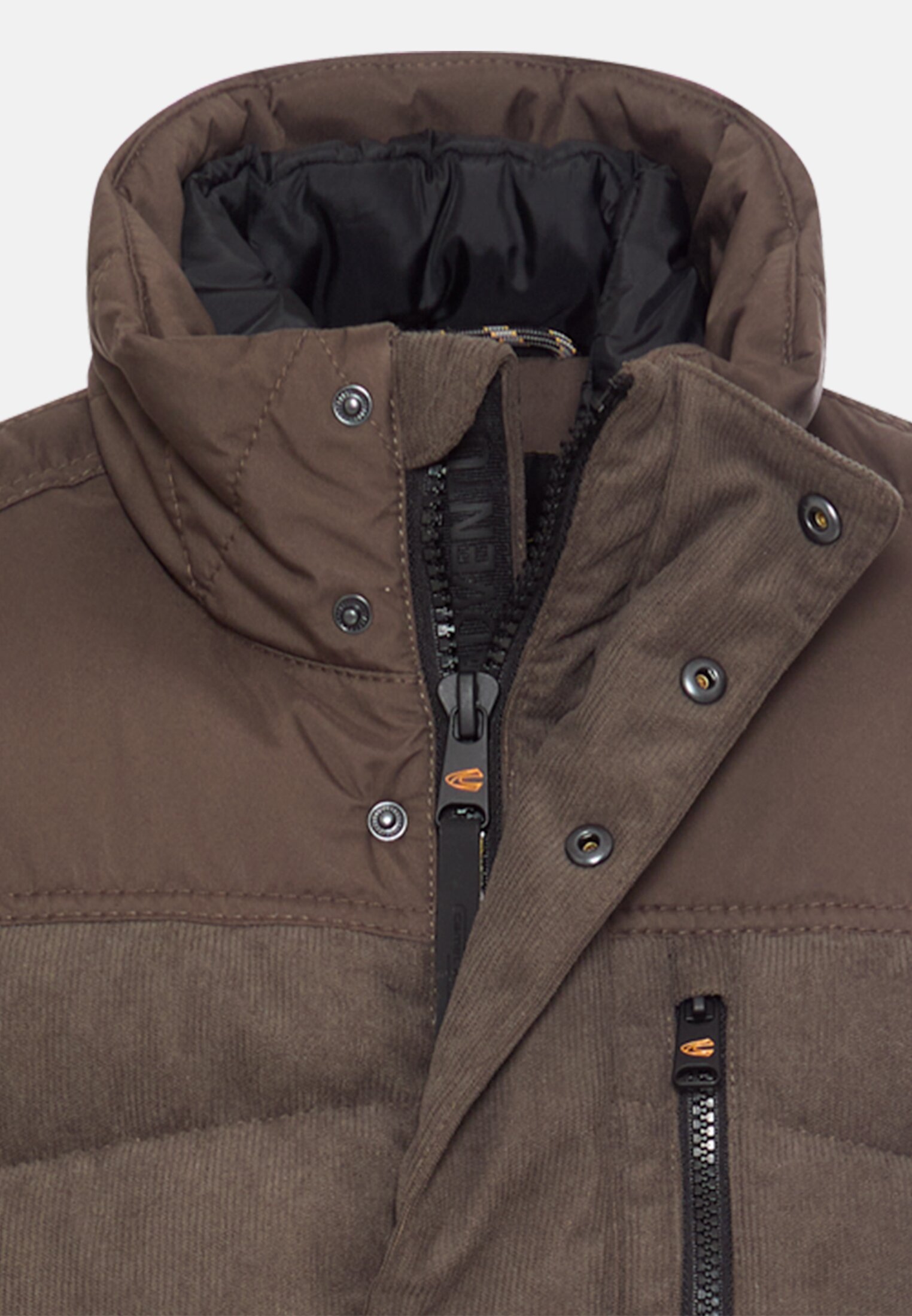 Men Lined corduroy vest with interior pockets Dark Brown front close