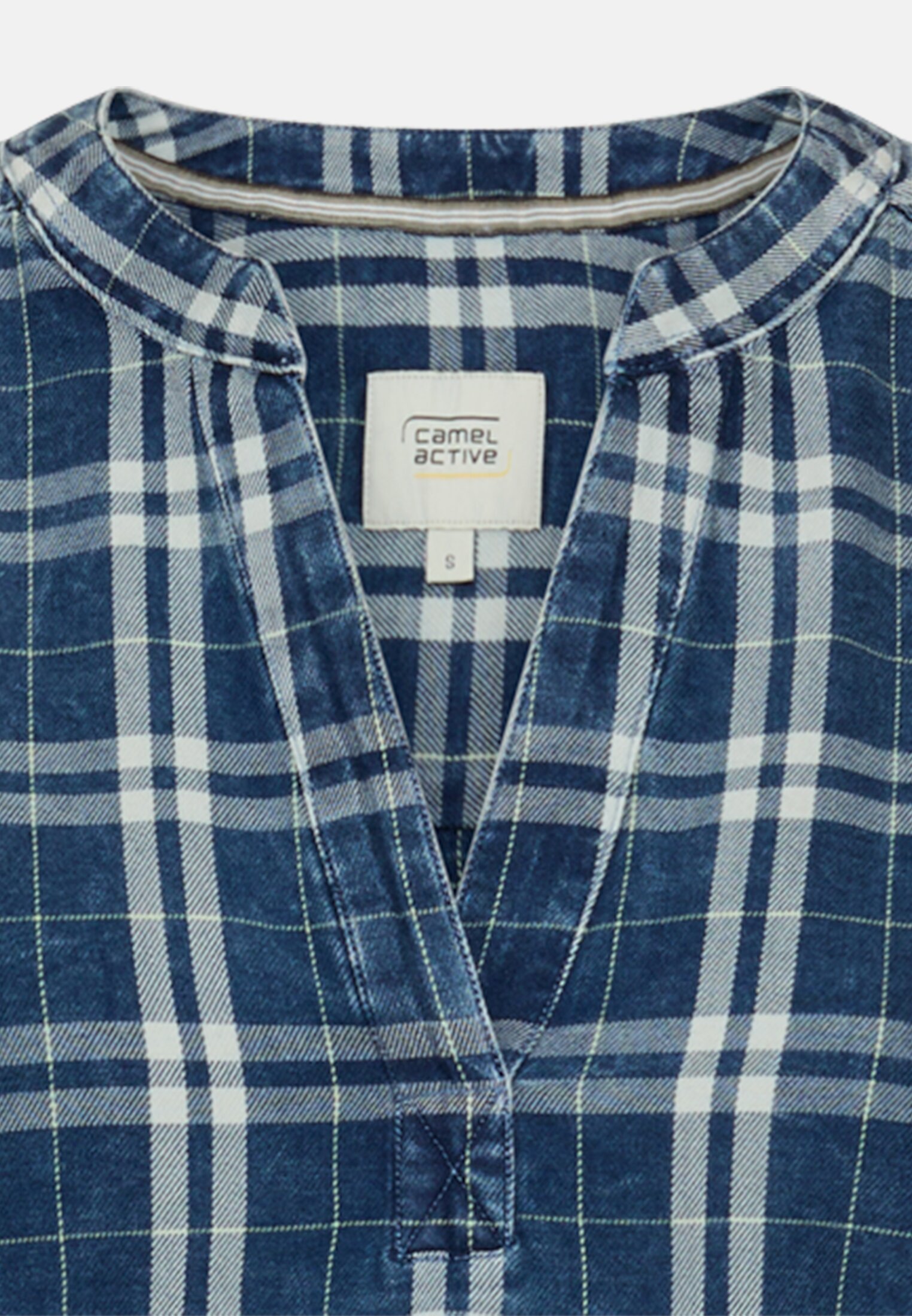 Vrouwen Geruite instapblouse van puur katoen Donkerblauw front dichtbij