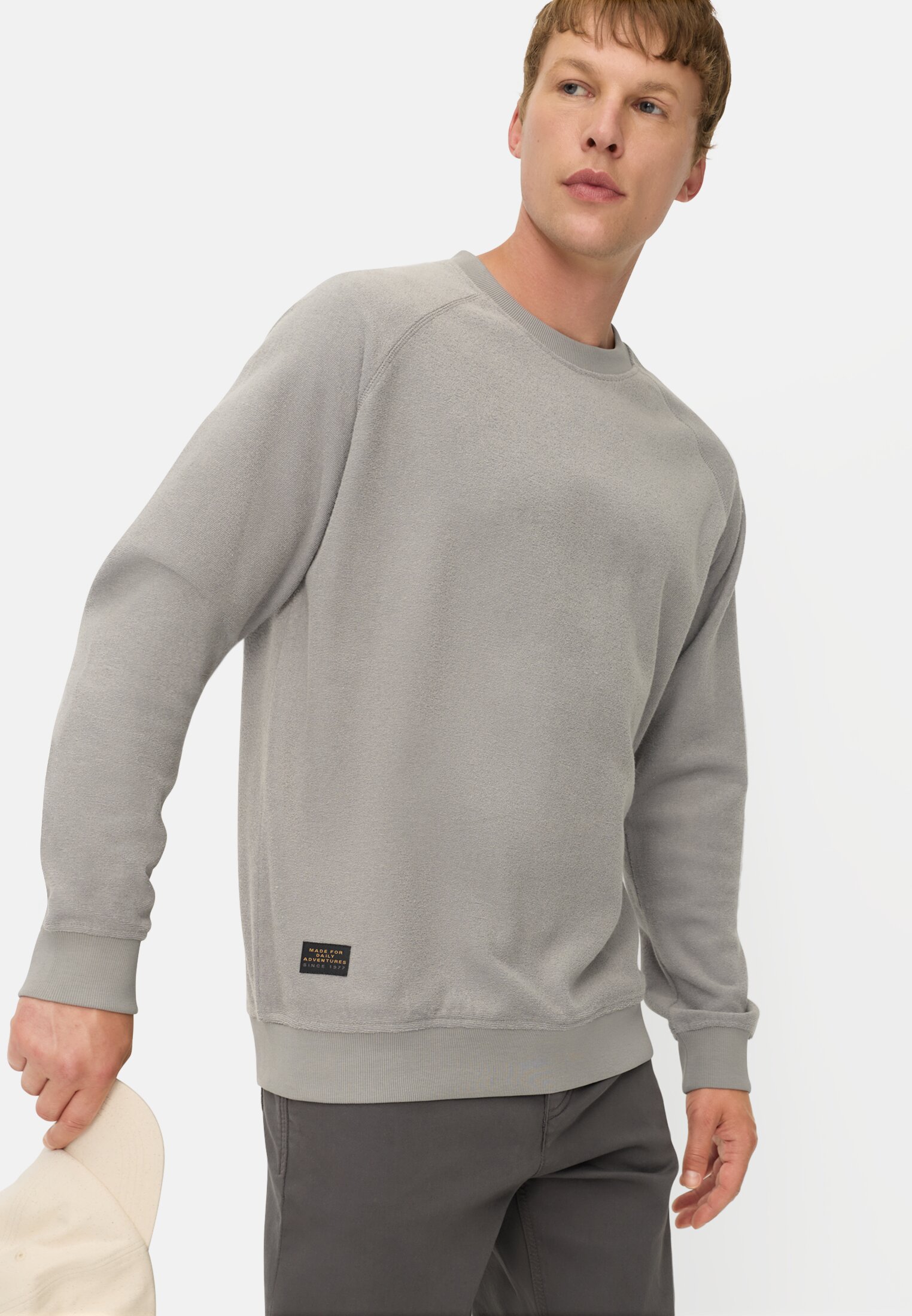 Men Terry sweatshirt with soft inner material Grey worn emotional