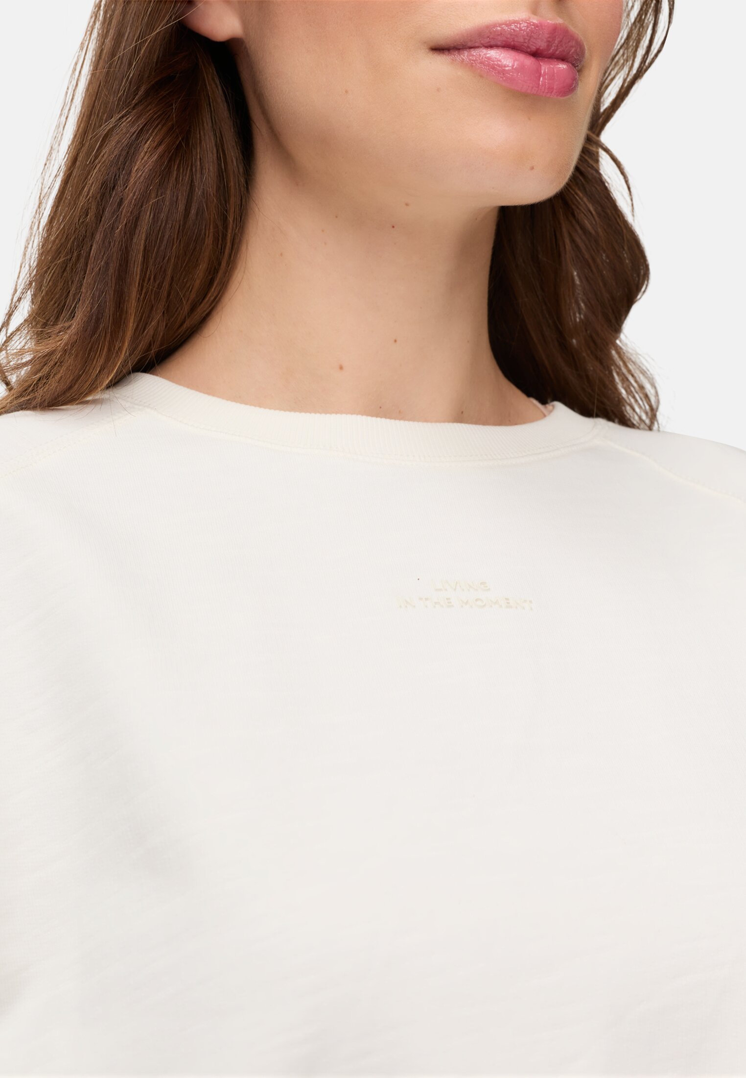 Women Wide leg corduroy trousers Pearl White worn detail close