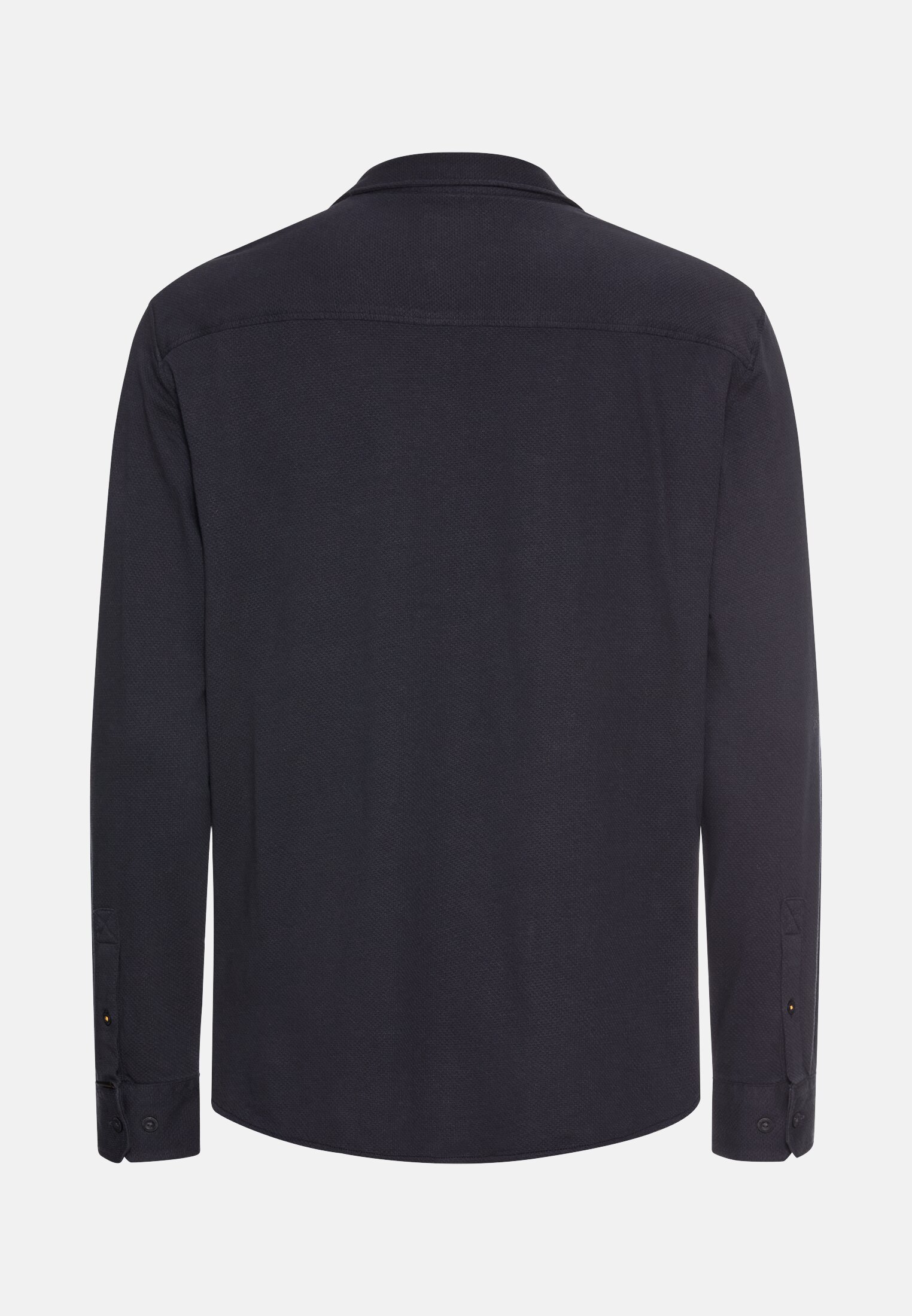 Men Long sleeve shirt made of pure cotton Dark blue frontal back