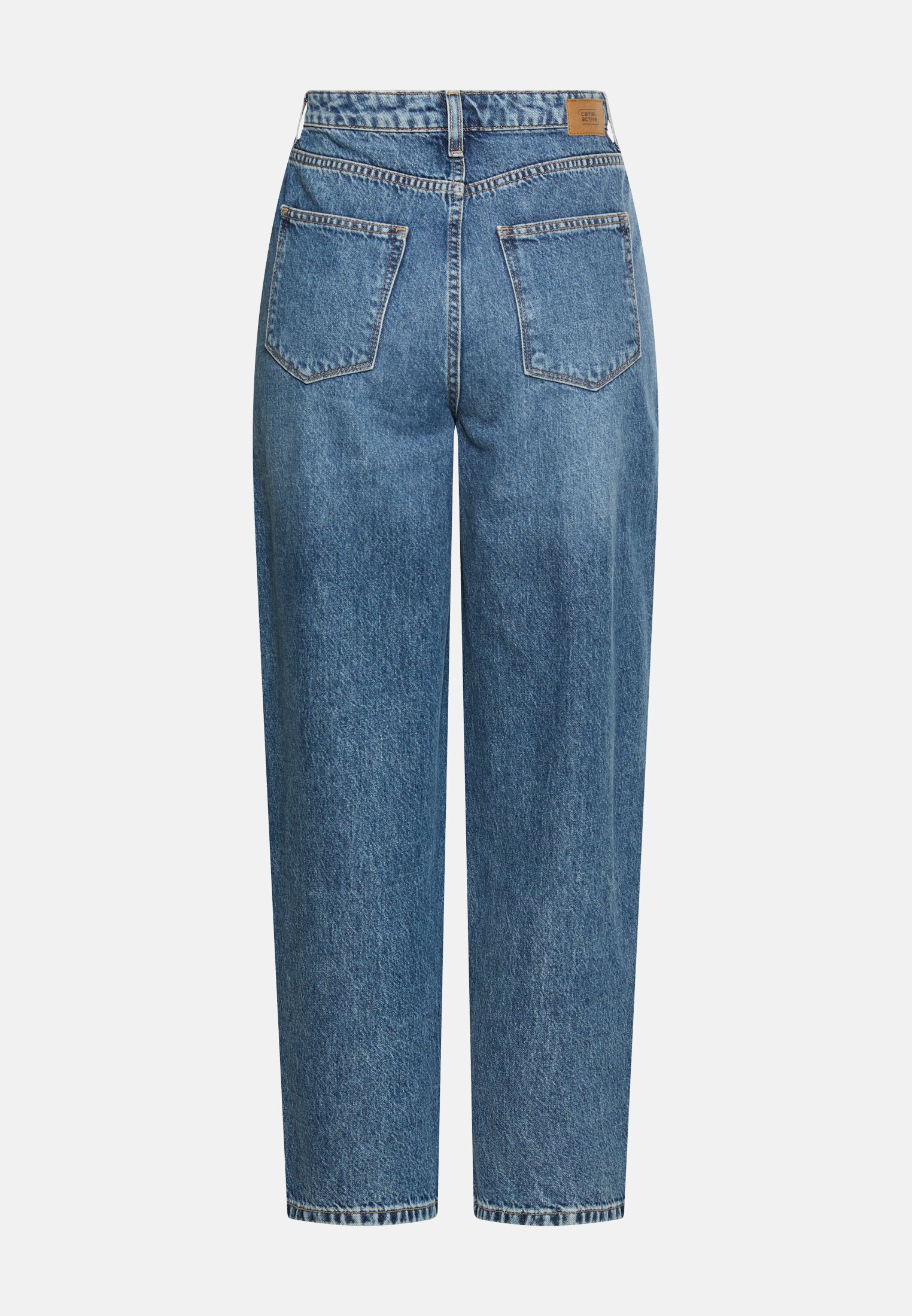 Women Barrel jeans with belt loops Mist Blue frontal back