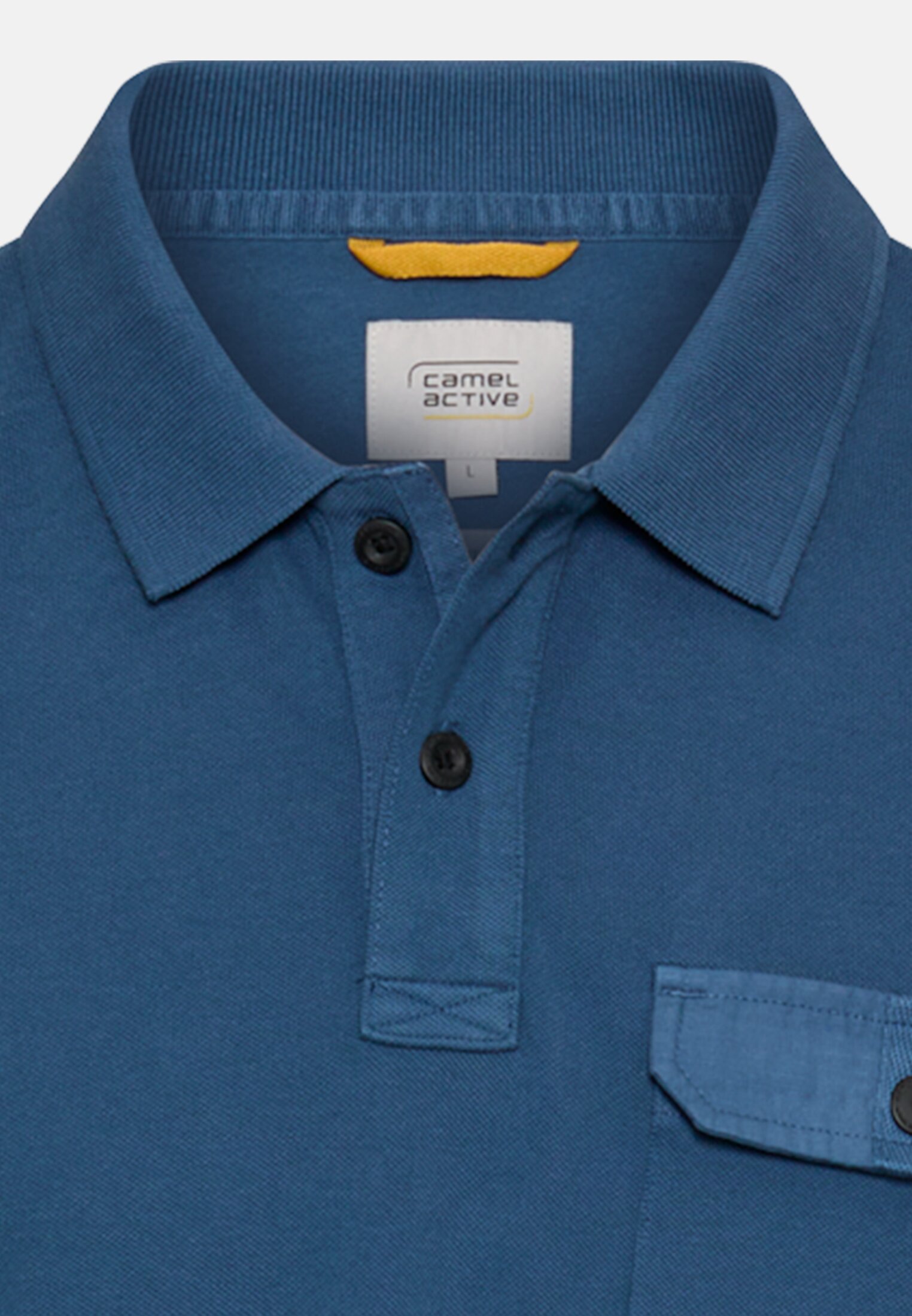 Men Polo shirt made of pure cotton Indigo Blue front close