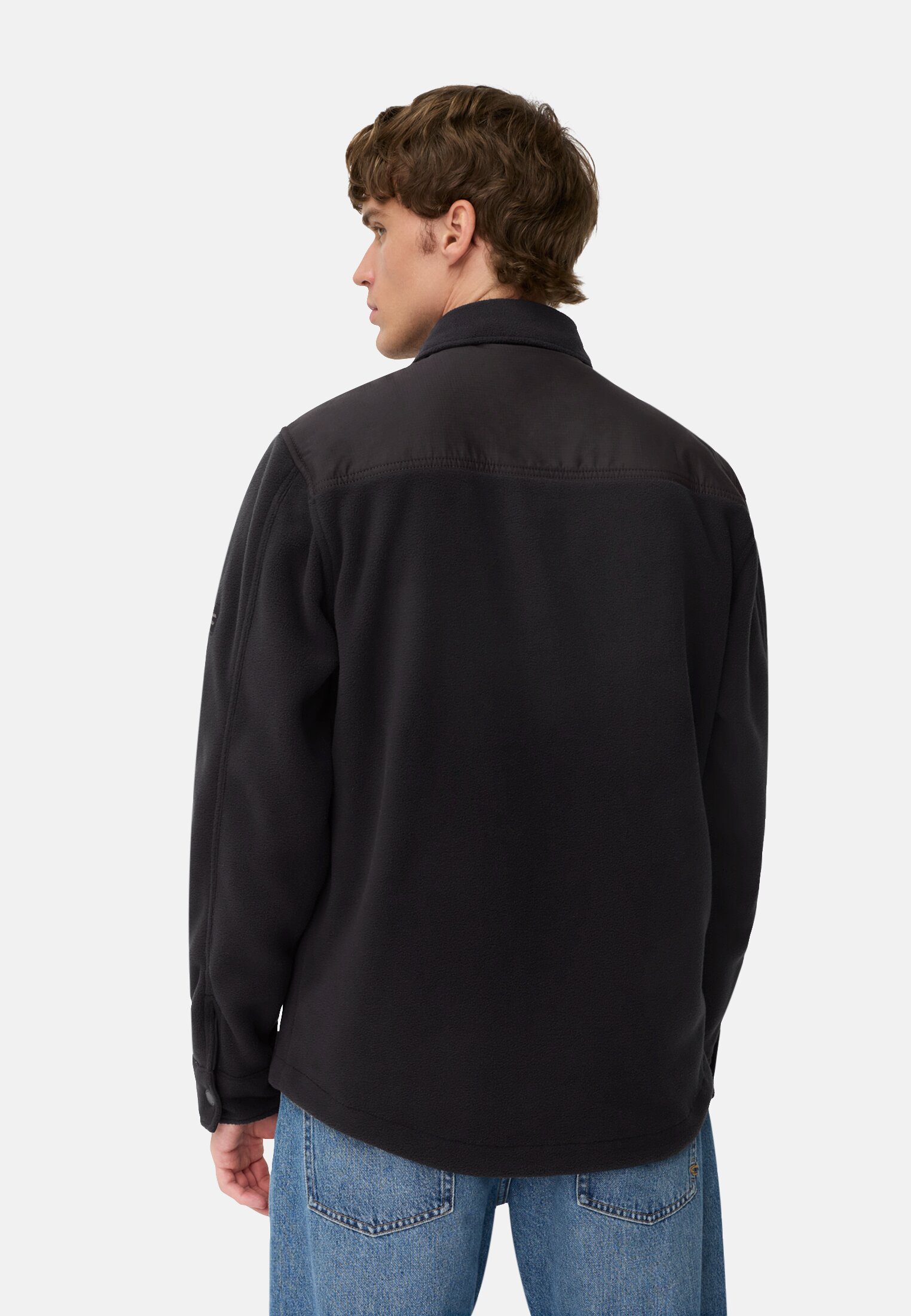 Men Overshirt with shirt collar Navy blue worn back
