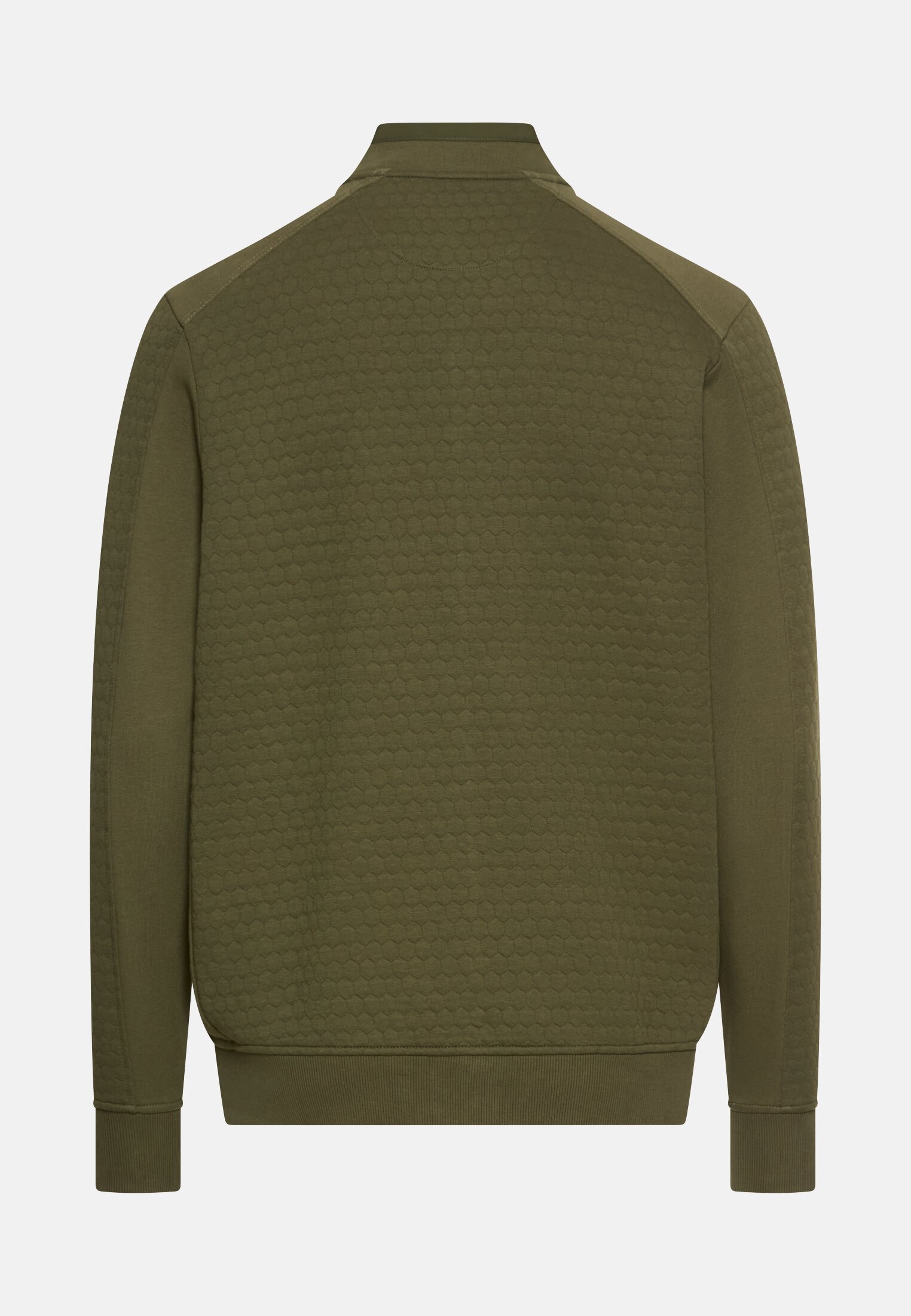 Men Cotton blend sweat jacket Forest green frontal back