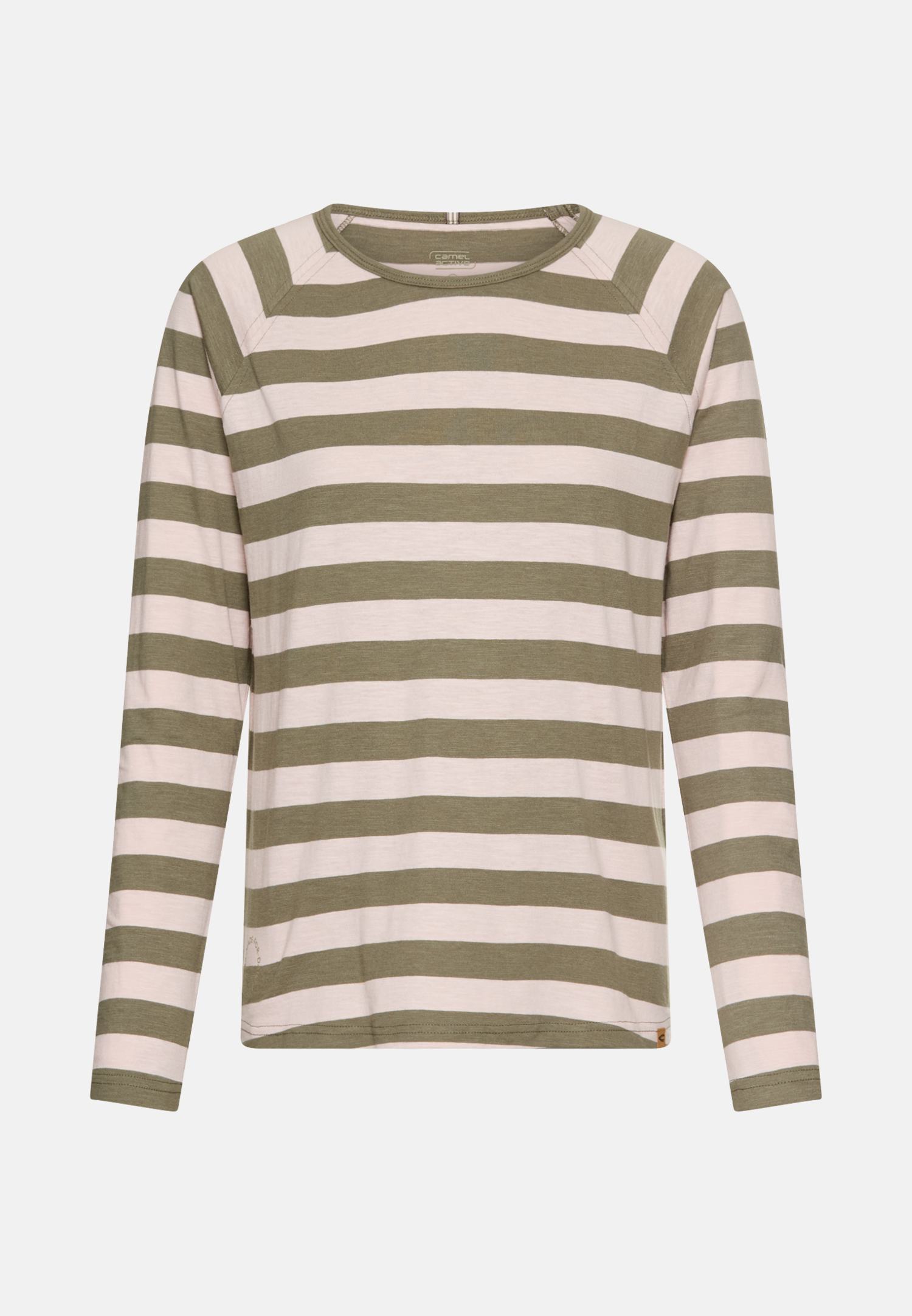 Women Striped long sleeve shirt with raglan sleeves Lilac pink frontal front