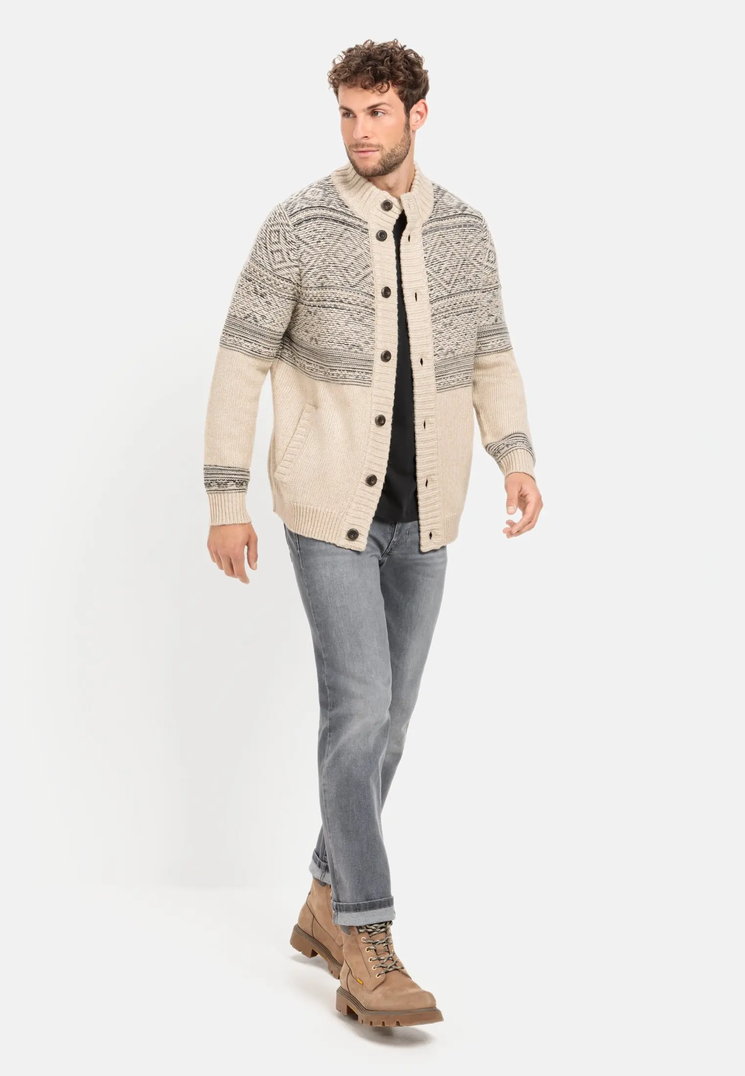 Geknöpfte Strickjacke für Herren in Beige | M