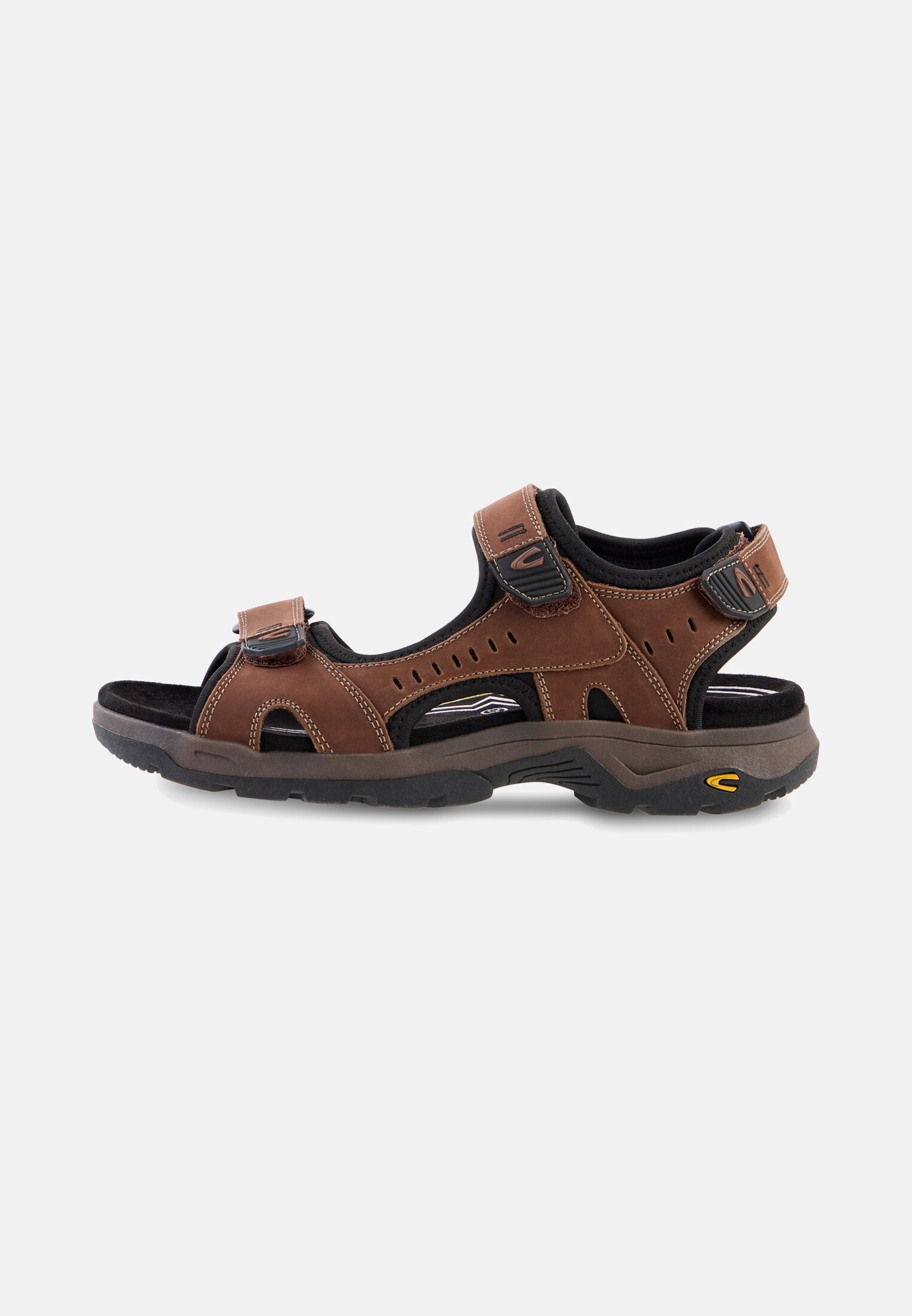 Men Leather sandal with profiled TPR sole Café frontal front