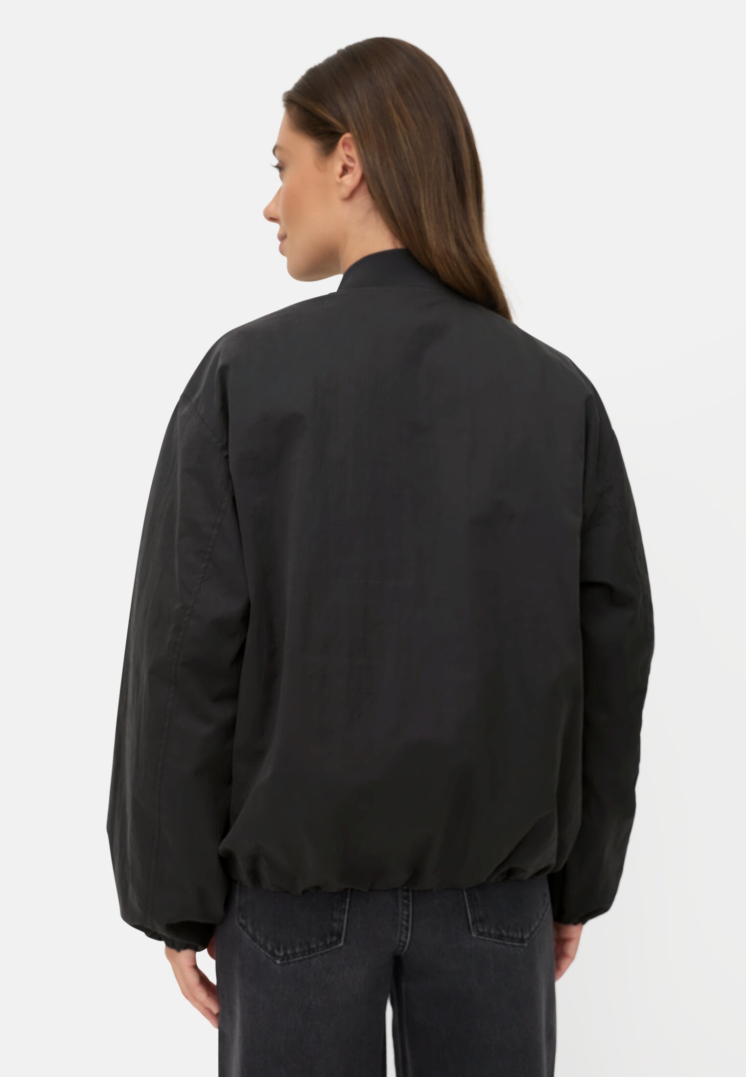 Women Padded bomber jacket in oversized fit Black worn back
