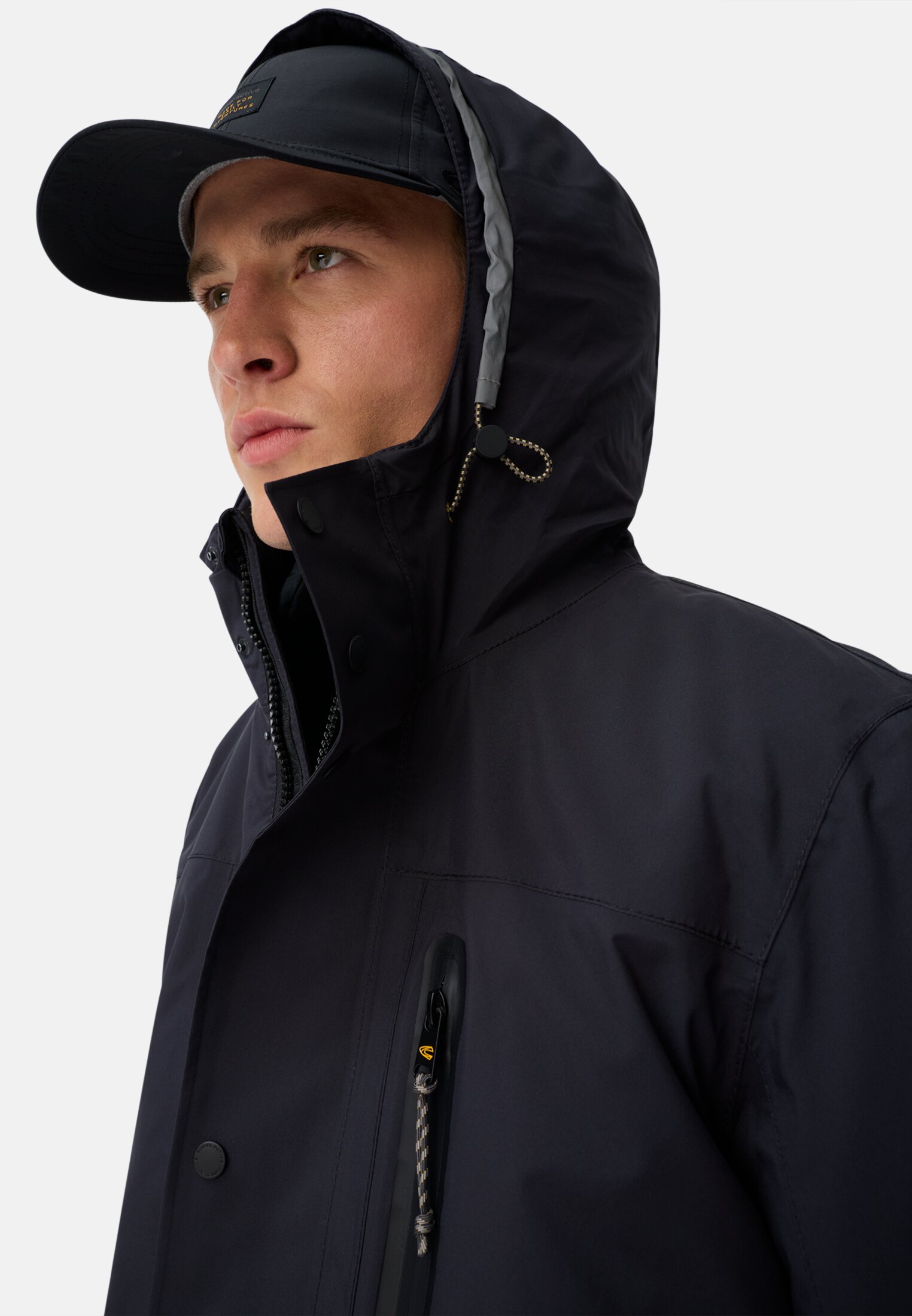 Men teXXXactive® coat with hood Navy blue worn detail close