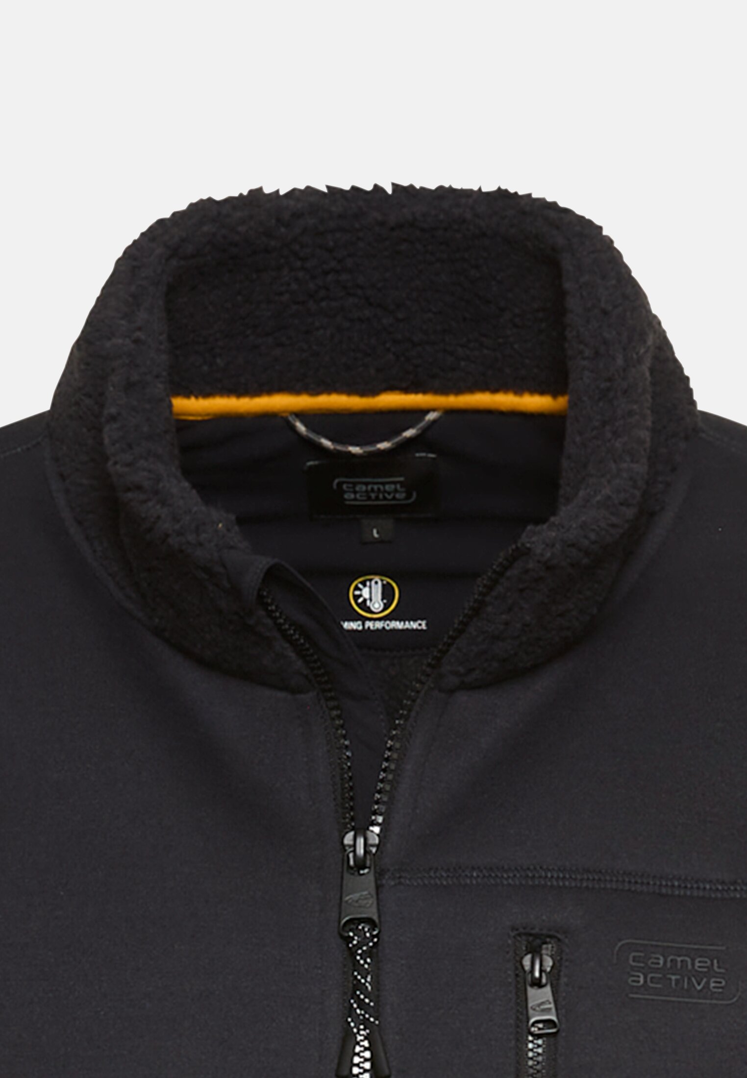 Herren Fleecejacke mit reflektierenden Details Navyblau vorne nah