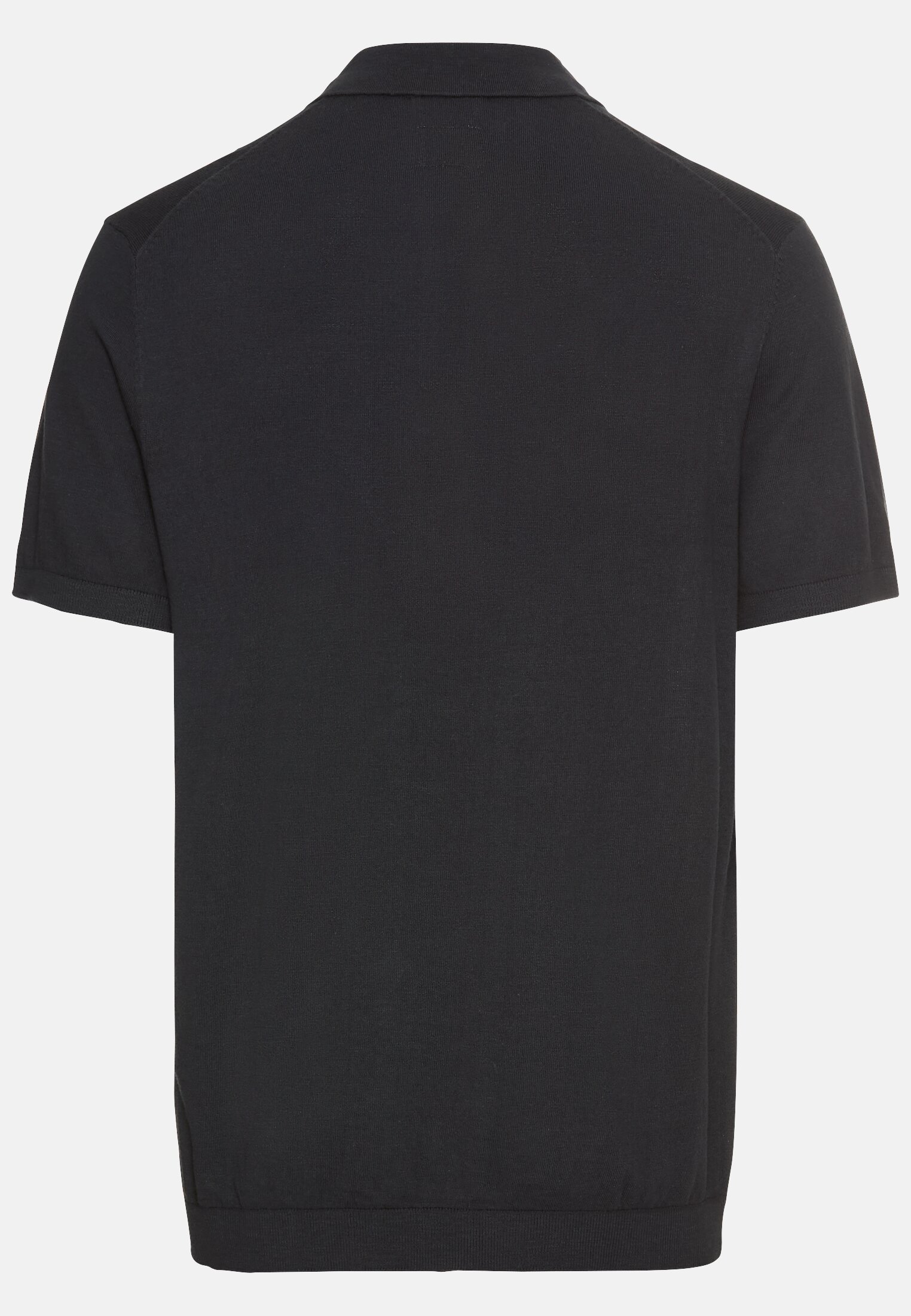 Herren Leichtes Strick-Polo mit Polokragen und kurzen Ärmeln Navyblau frontal hinten