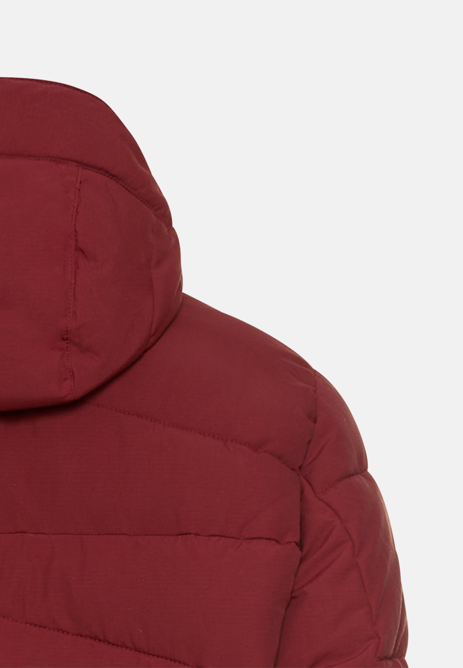Herren Winterjacke mit abnehmbarer Kapuze Bernsteinrot hinten nah