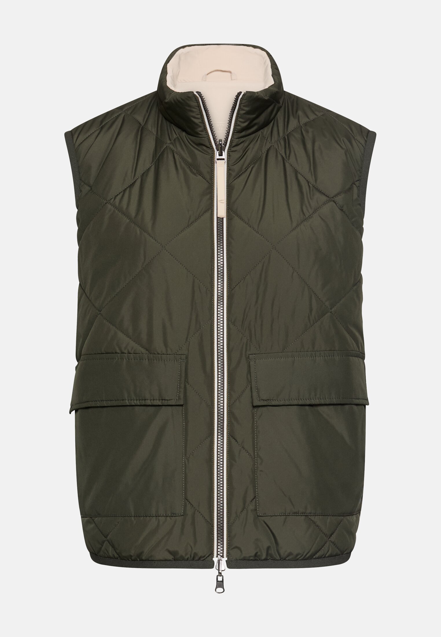 Women Reversible vest with 2-way zipper Forest Green frontal front