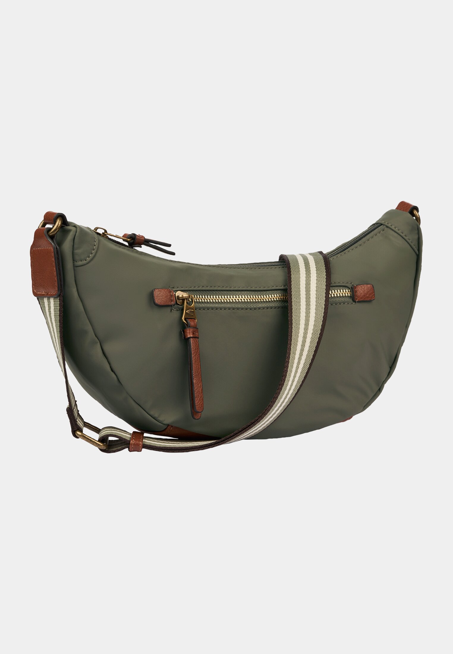 Women Shoulder bag made of nylon Khaki frontal front