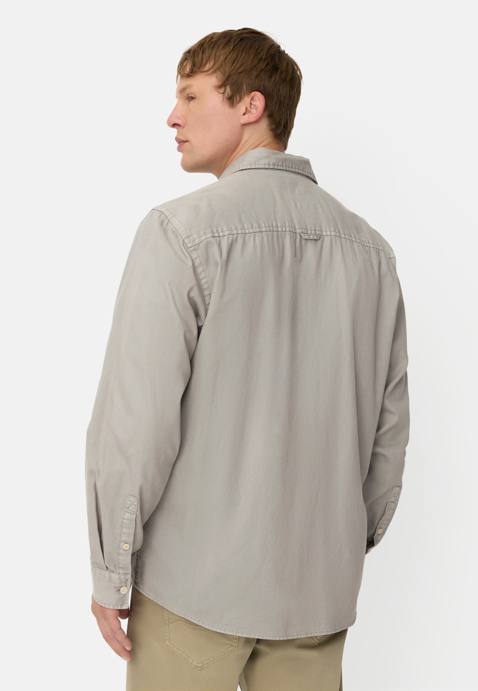 Men Long-sleeve shirt made of sturdy canvas Grey worn back