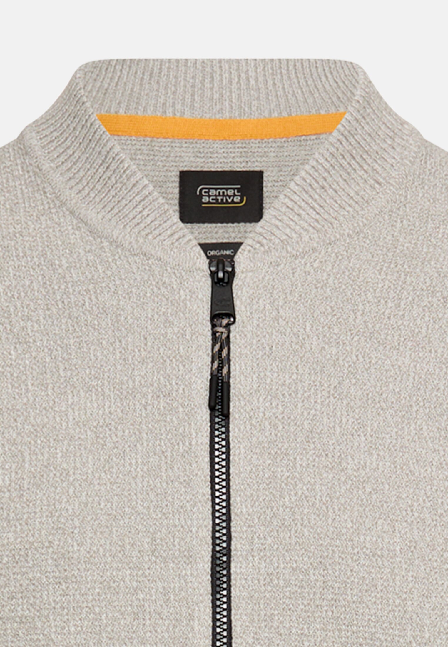 Men Cardigan with bomber collar Grey front close