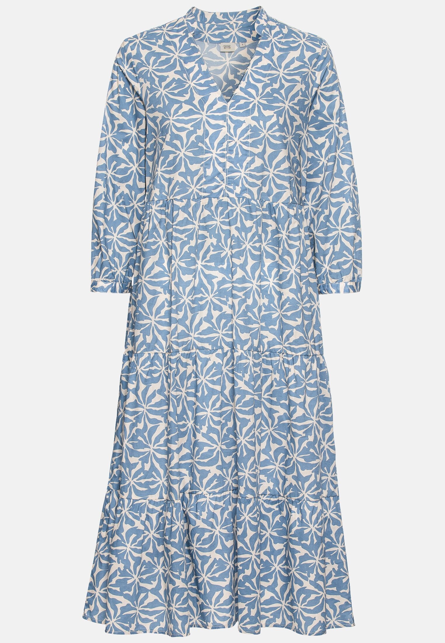 Vrouwen Zomerse slipjurk van katoenbatist Blauw-Wit frontaal voor