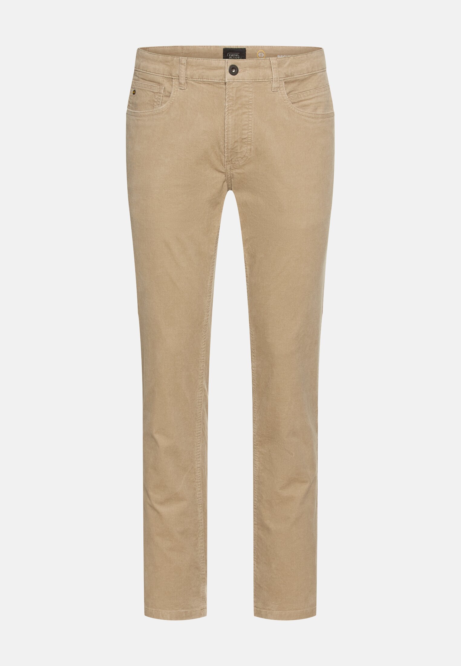 Herren 5-Pkt Regular Fit Hose aus Baumwollmix Beige frontal vorn