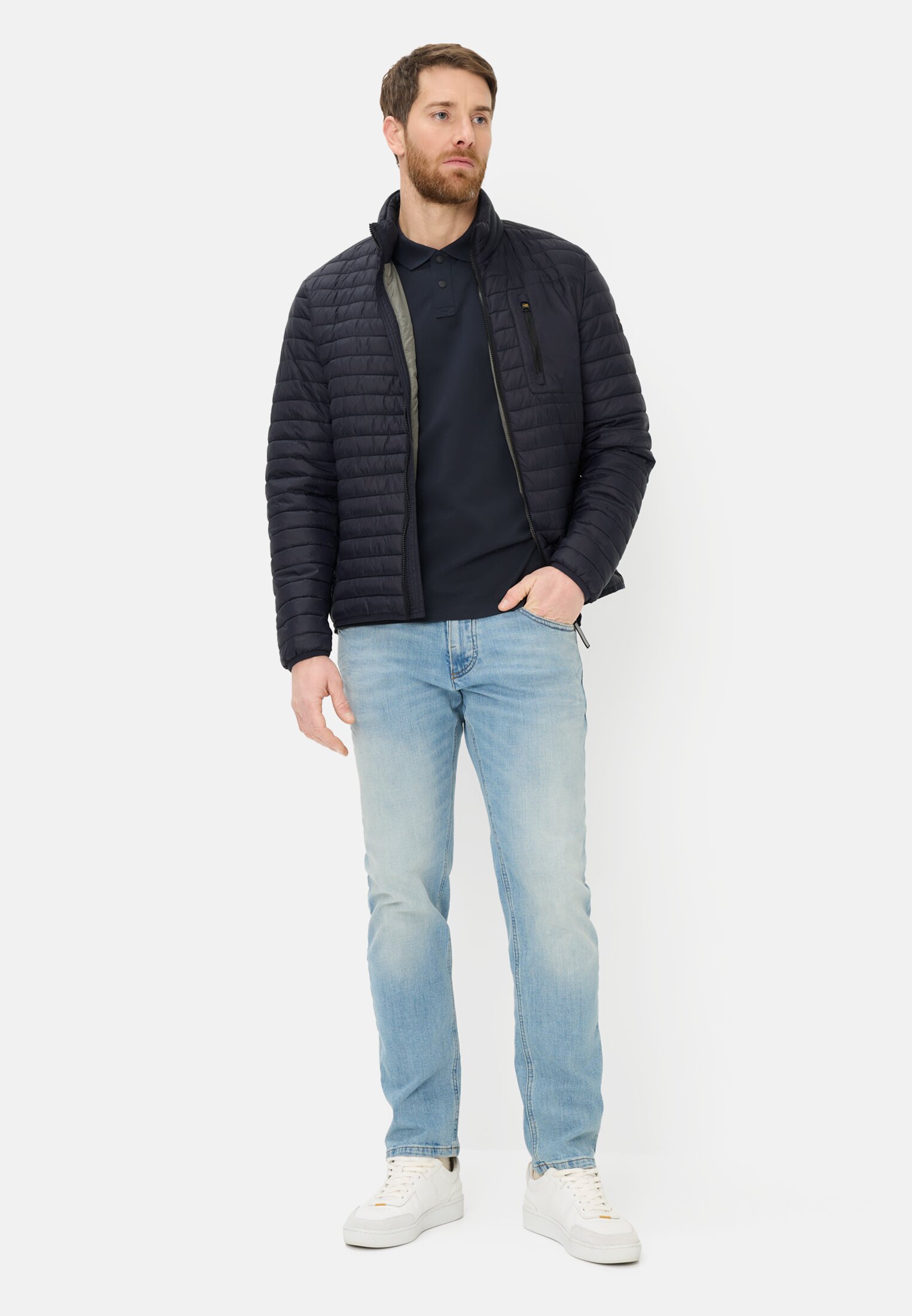 Heren Steppjas met waterafstotende functie Marineblauw gedragen voor lichaam compleet 