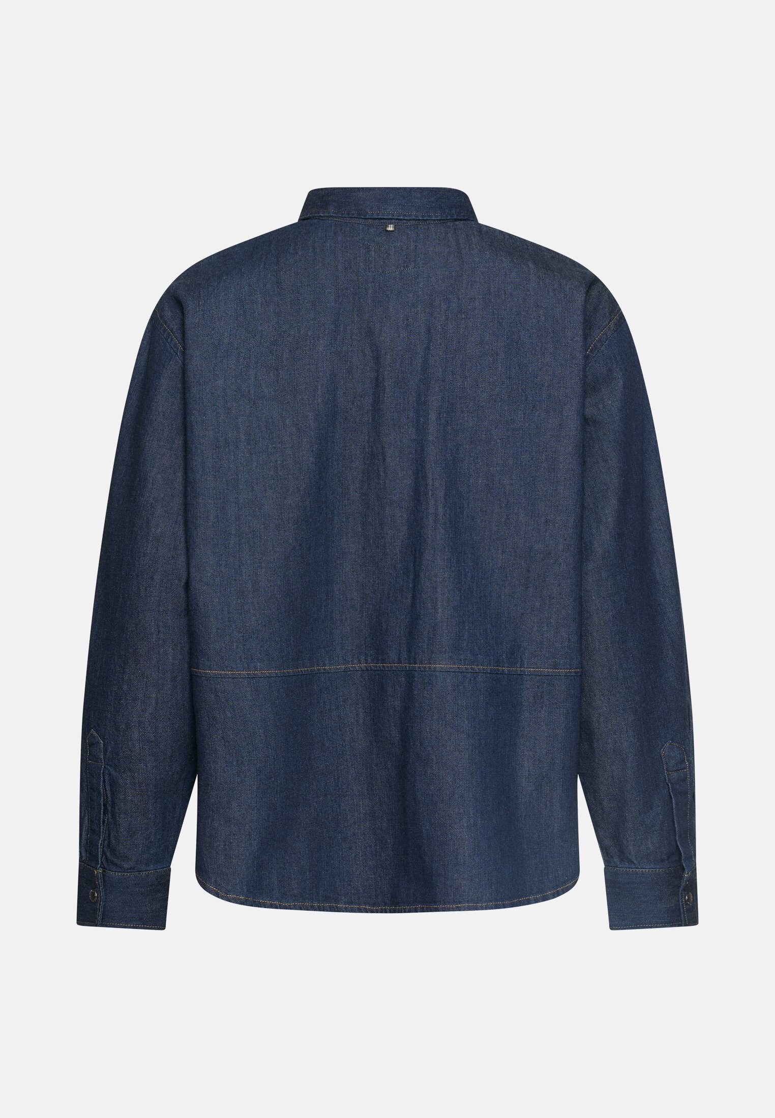 Women Denim blouse with chest pockets Indigo Blue frontal back