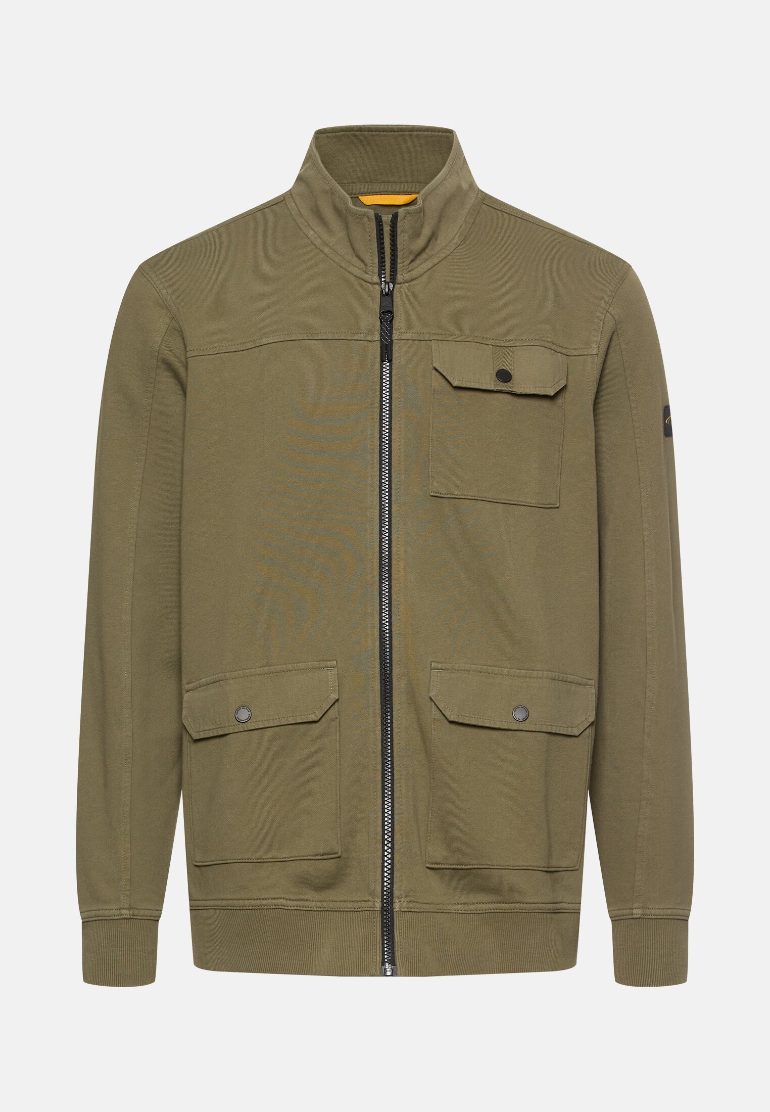 Heren Sweatvest met contrastdetails Olijfgroen frontaal voor