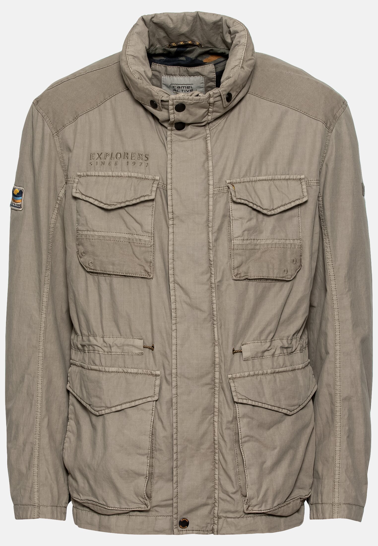 Herren Fieldjacket aus reiner Baumwolle Khaki frontal vorn