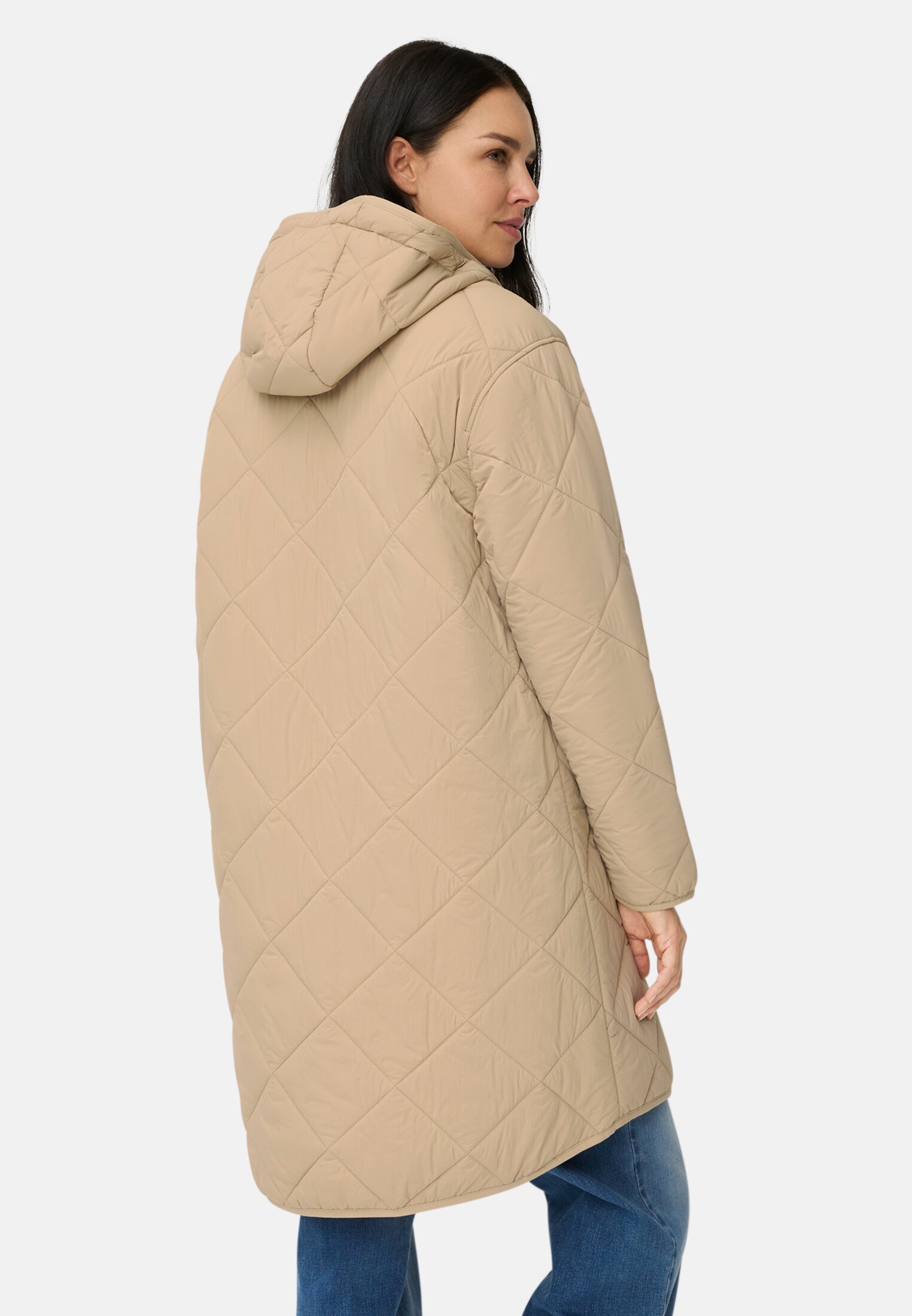 Women Water-repellent parka with two-way zip Cashmere worn back