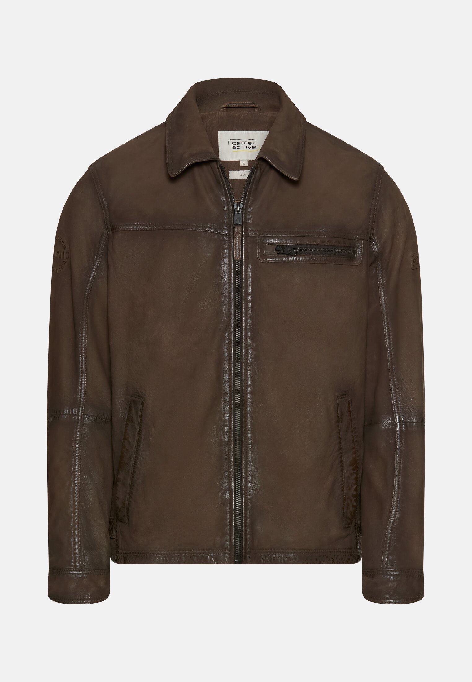 Herren Lederjacke mit Innentaschen Braun frontal vorn