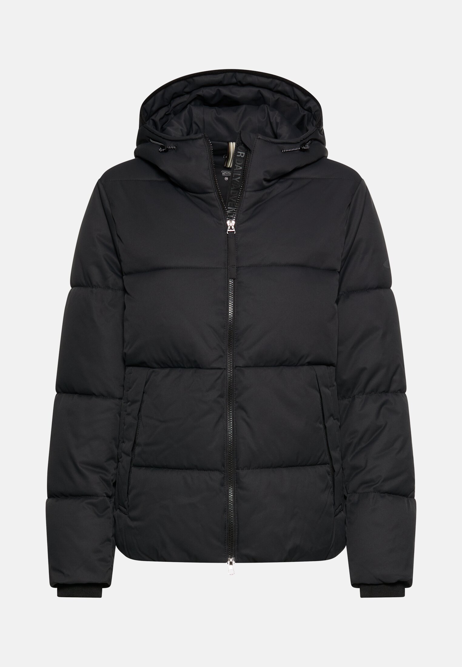 Damen Gefütterte Jacke mit reflektierenden Details Schwarz frontal vorn