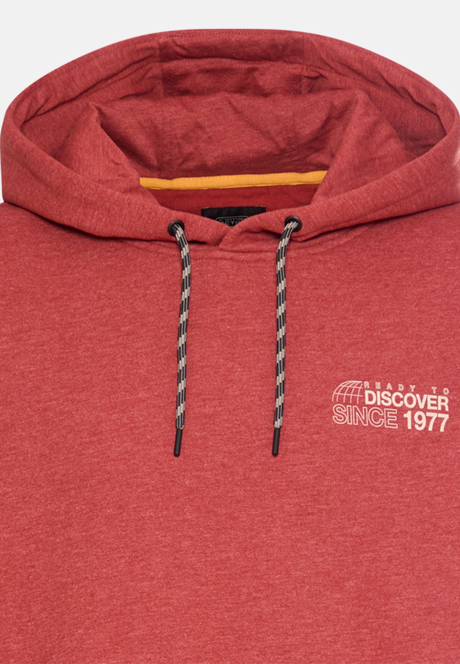 Herren Hoodie mit Rückenprint Terrarot vorne nah