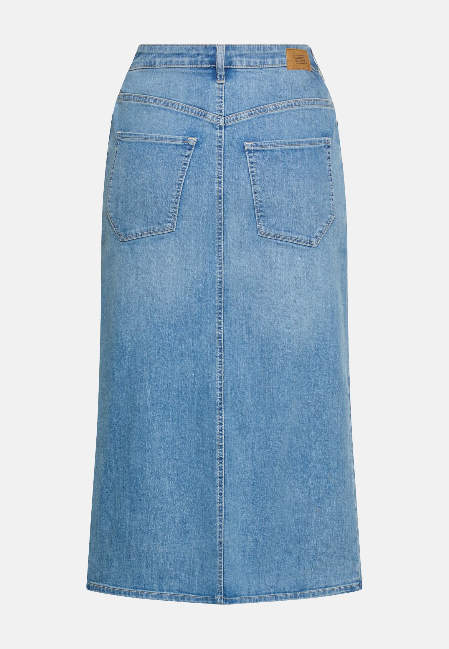 Damen Jeansrock mit 5-Pocket-Design Hellblau frontal hinten