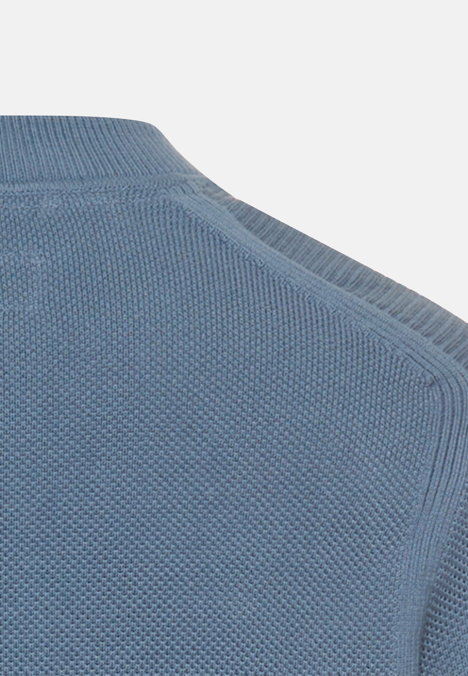 Herren Strickjacke im Bomberstil Steinblau hinten nah