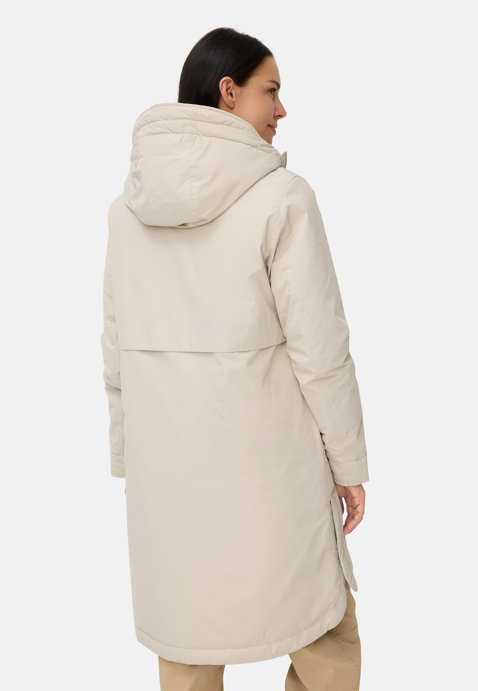 Damen Winterparka mit Kapuze Eiche getragen hinten