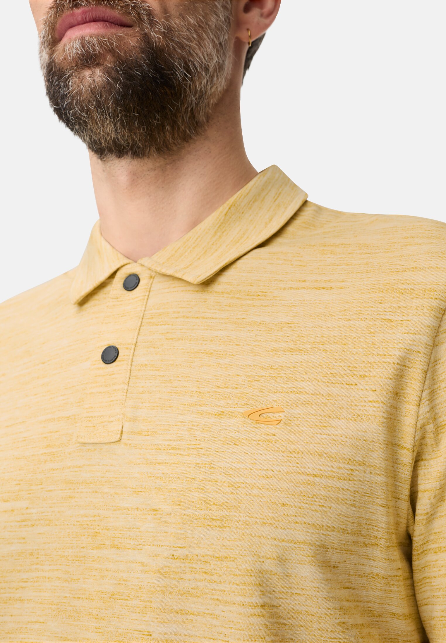 Men Polo shirt with Quick Dry function Sun Yellow worn detail close