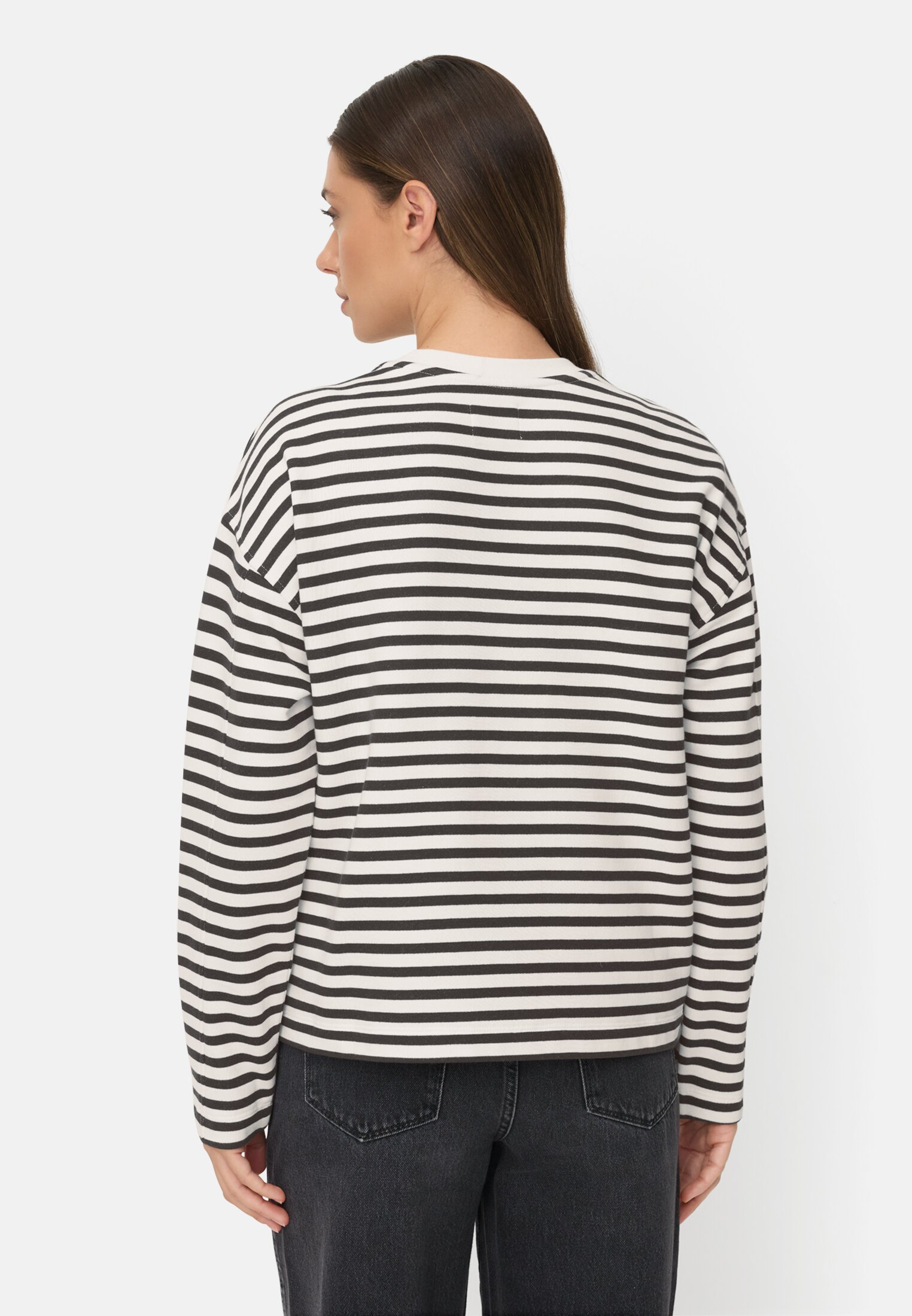 Vrouwen Sweatshirt van een katoenmix Zwart-wit gedragen achter