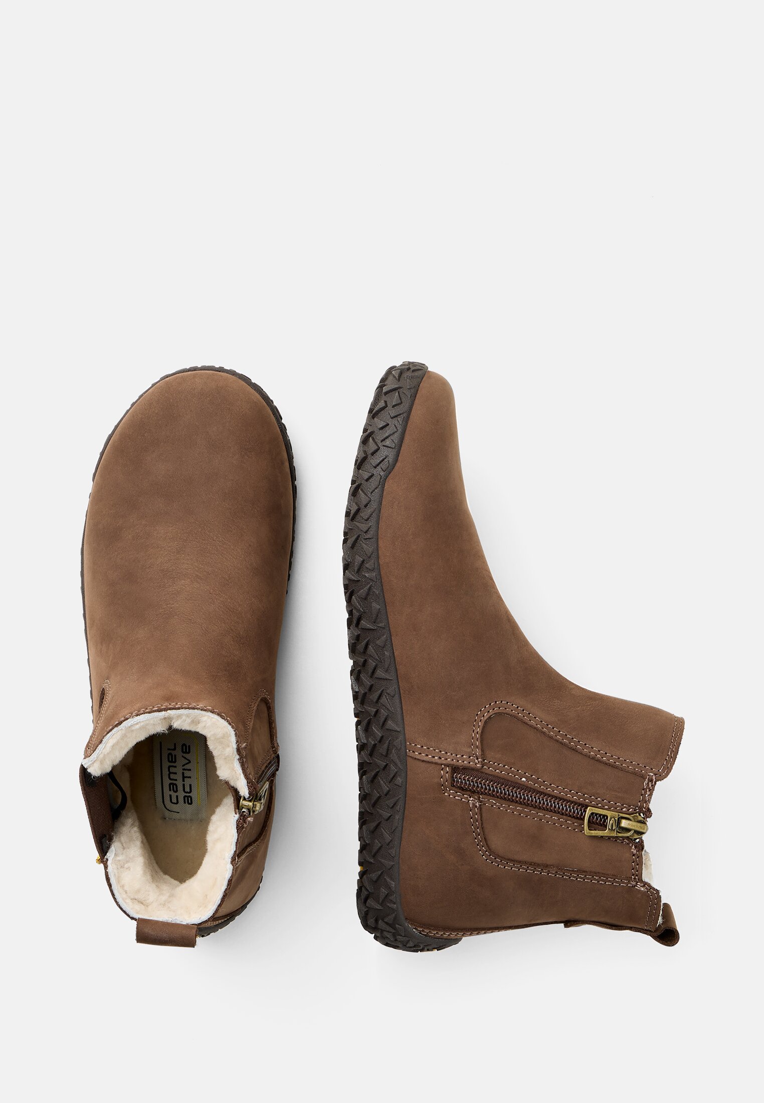 Damen Chelsea Boot mit warmem Innenfutter Braun frontal oben