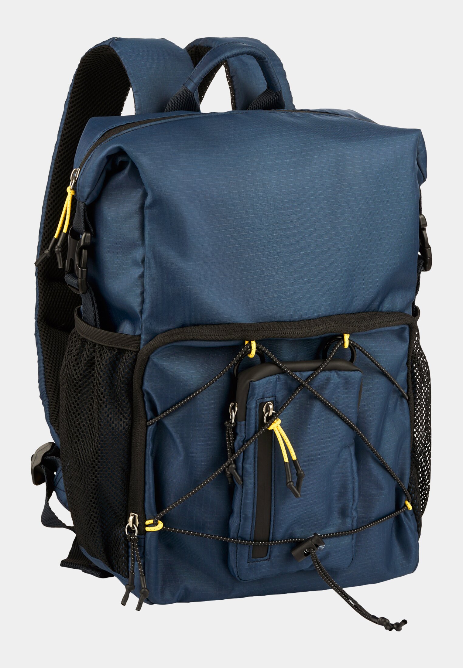 Men Shores rolltop backpack with padded shoulder straps Blue frontal front