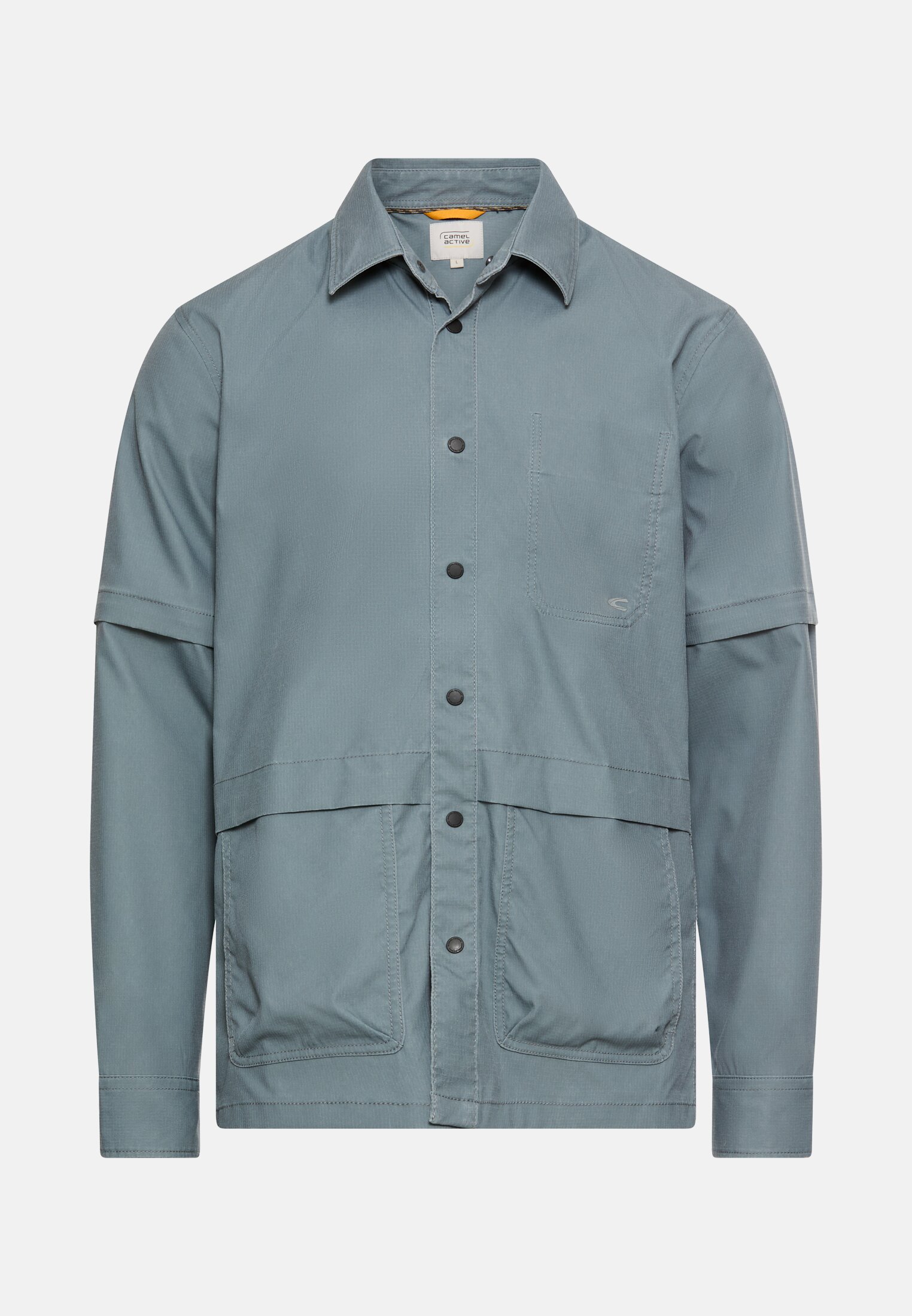 Men Overshirt with zip-off sleeves Blue frontal front