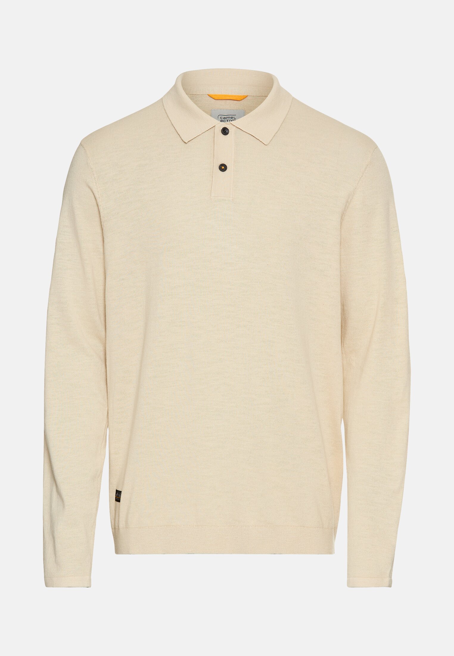 Heren Licht poloshirt met lange mouwen gemaakt van puur katoen Haver frontaal voor