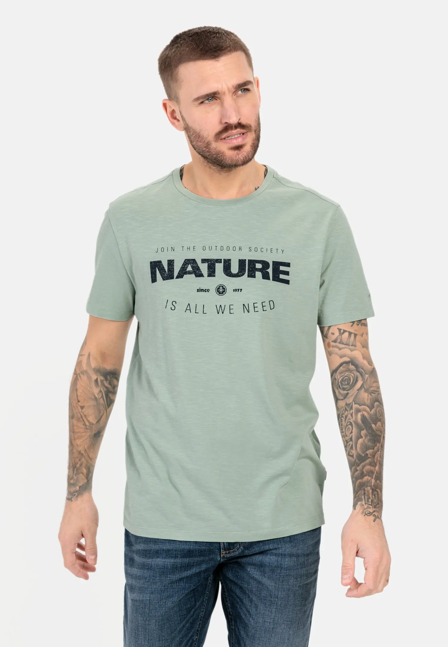 T-Shirt mit Print für Herren in Türkis | S | camel active