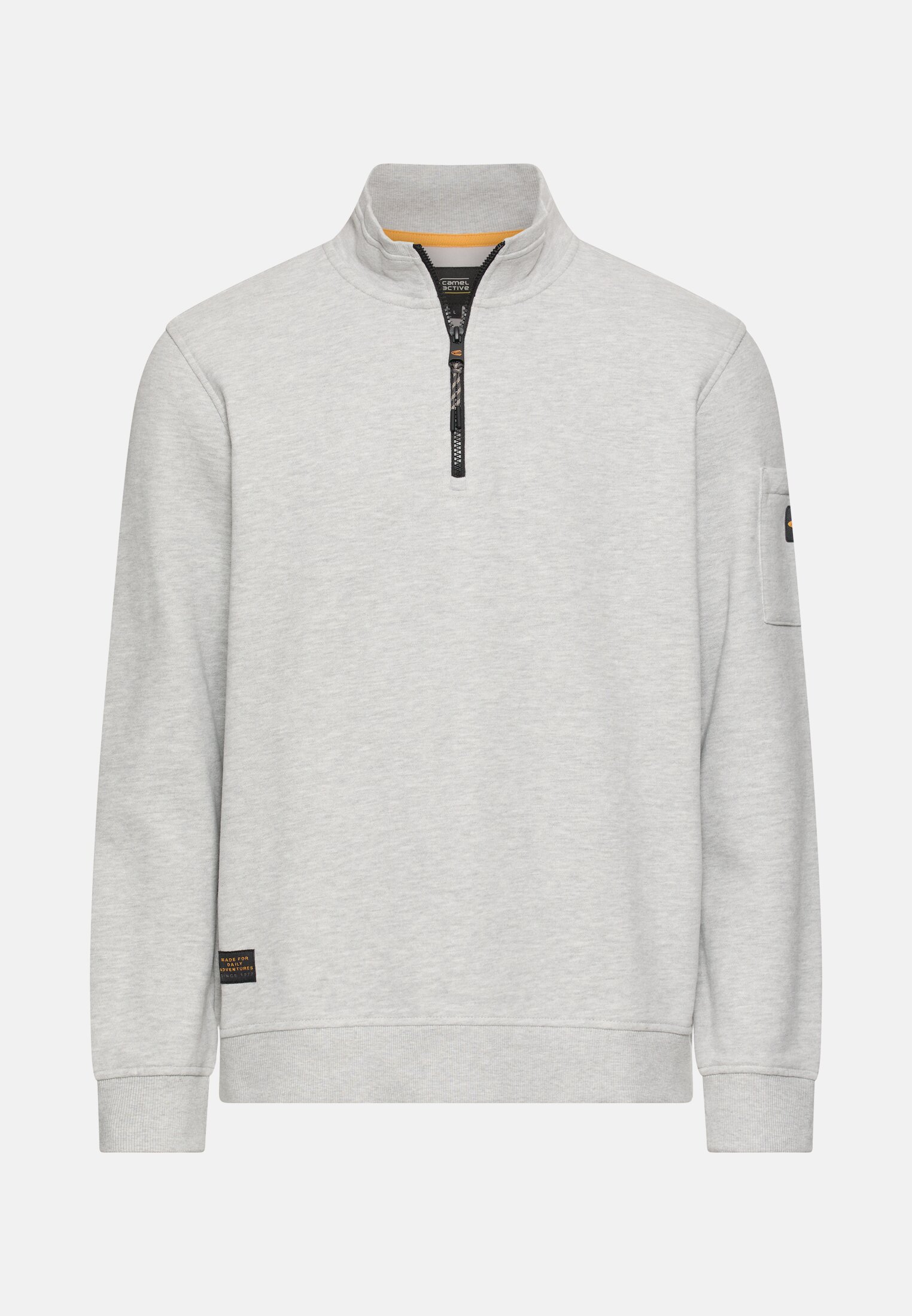 Men Sweatshirt with Troyer collar Grey frontal front