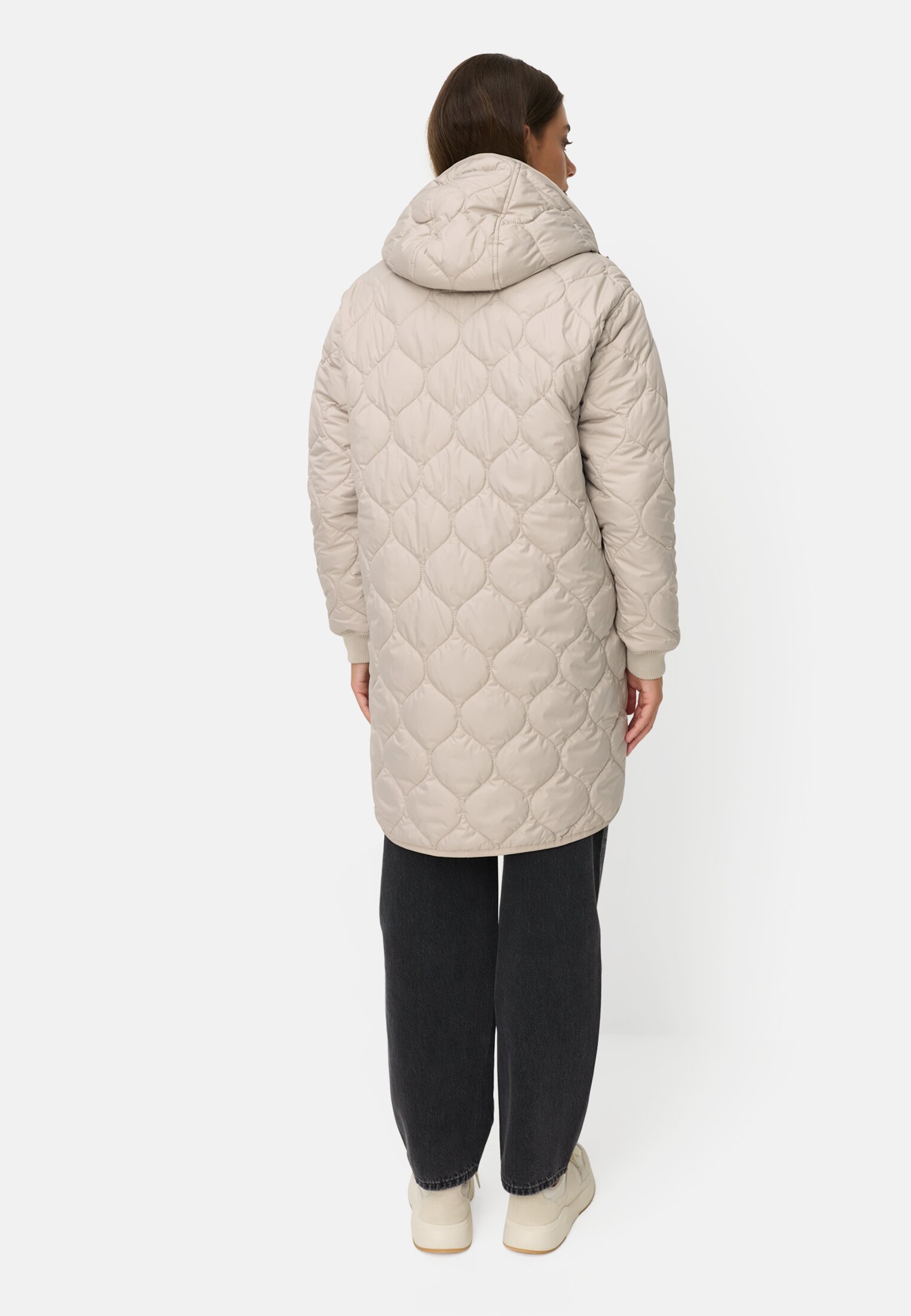 Women Windproof coat with oversized fit Grey worn back