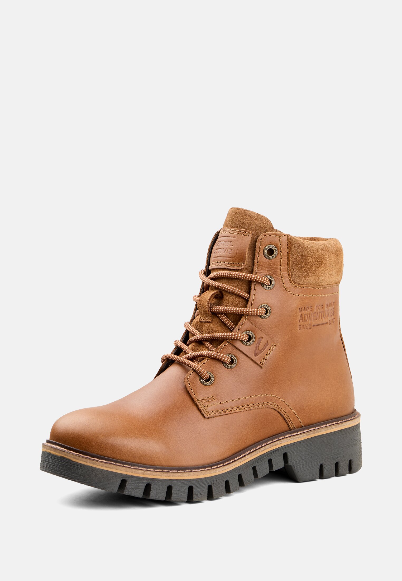 Damen Schnürstiefel mit Profilsohle Hellbraun frontal hinten
