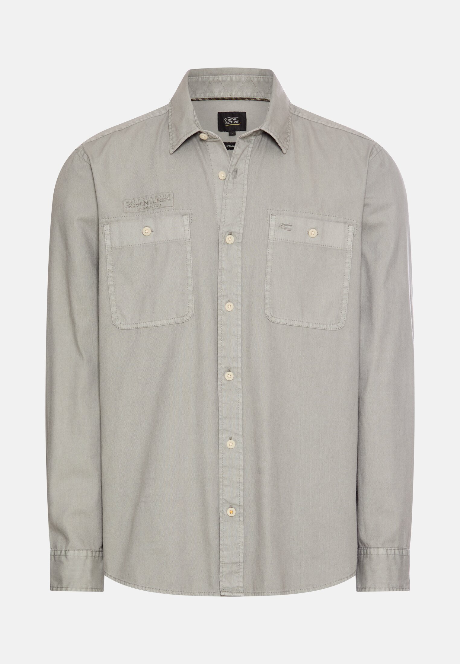 Men Long-sleeve shirt made of sturdy canvas Grey frontal front