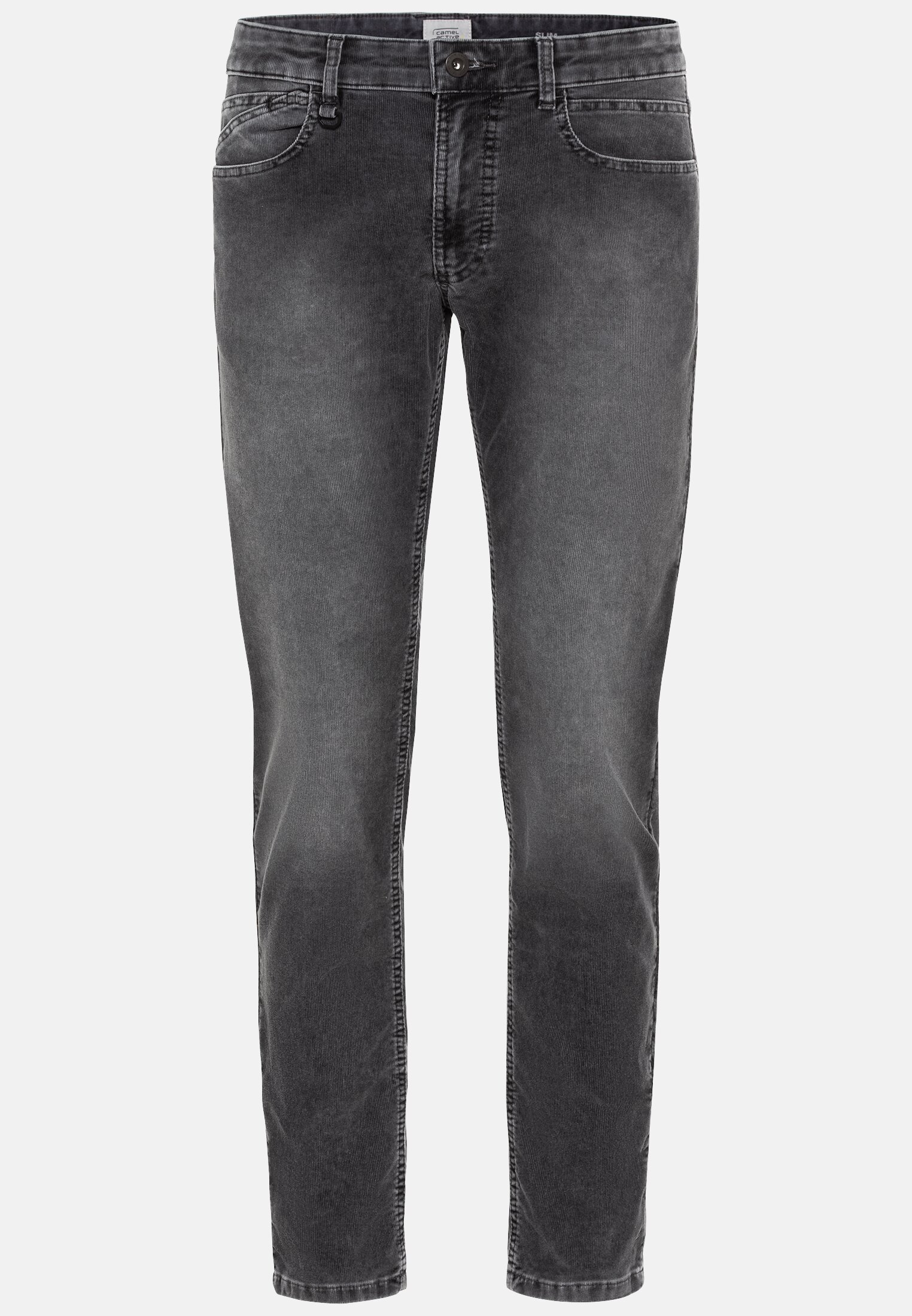 Herren Slim Fit 5-Pocket Cordhose Dunkelgrau frontal vorn