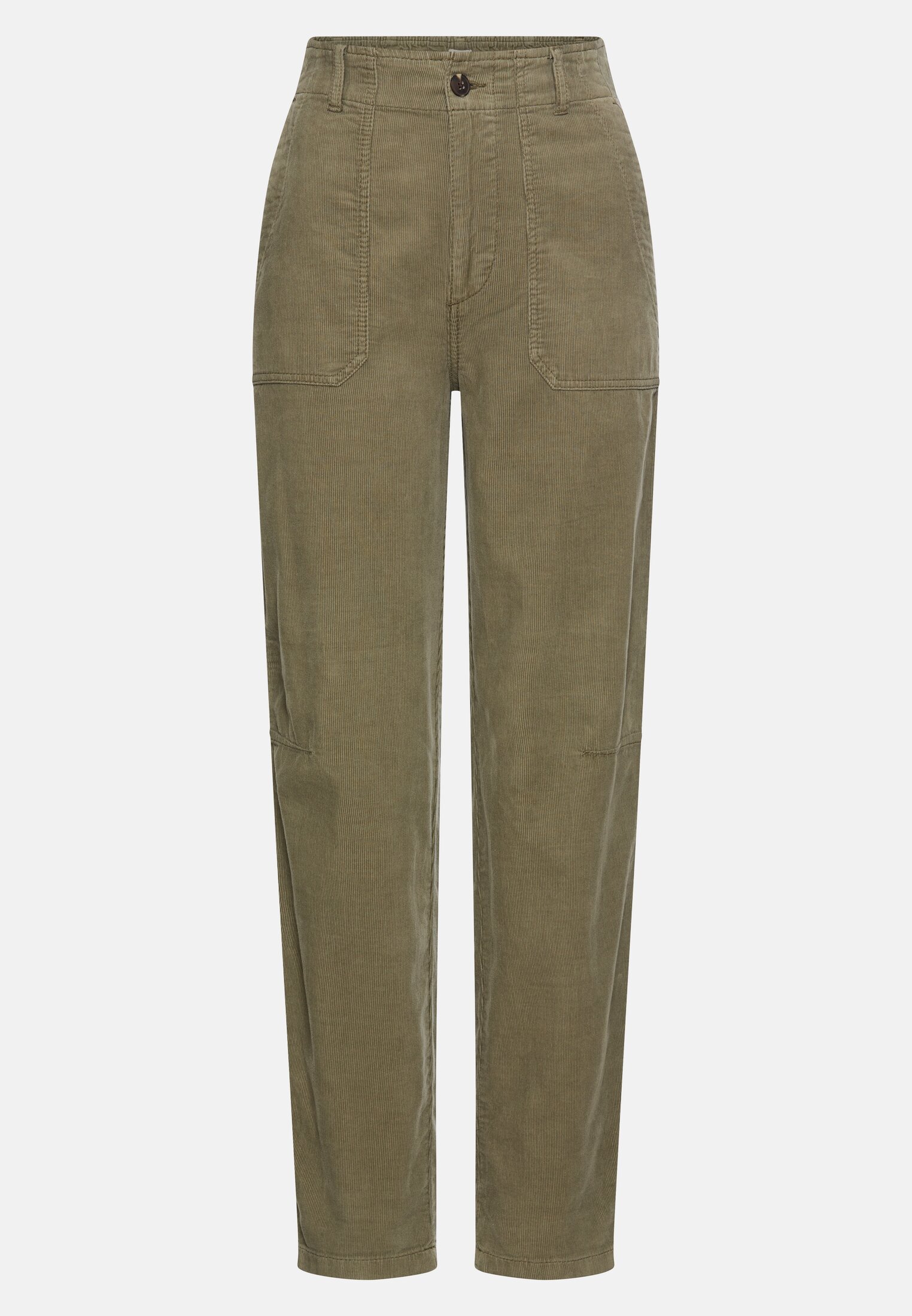 Vrouwen Worker-chino met elastische tailleband salie frontaal voor